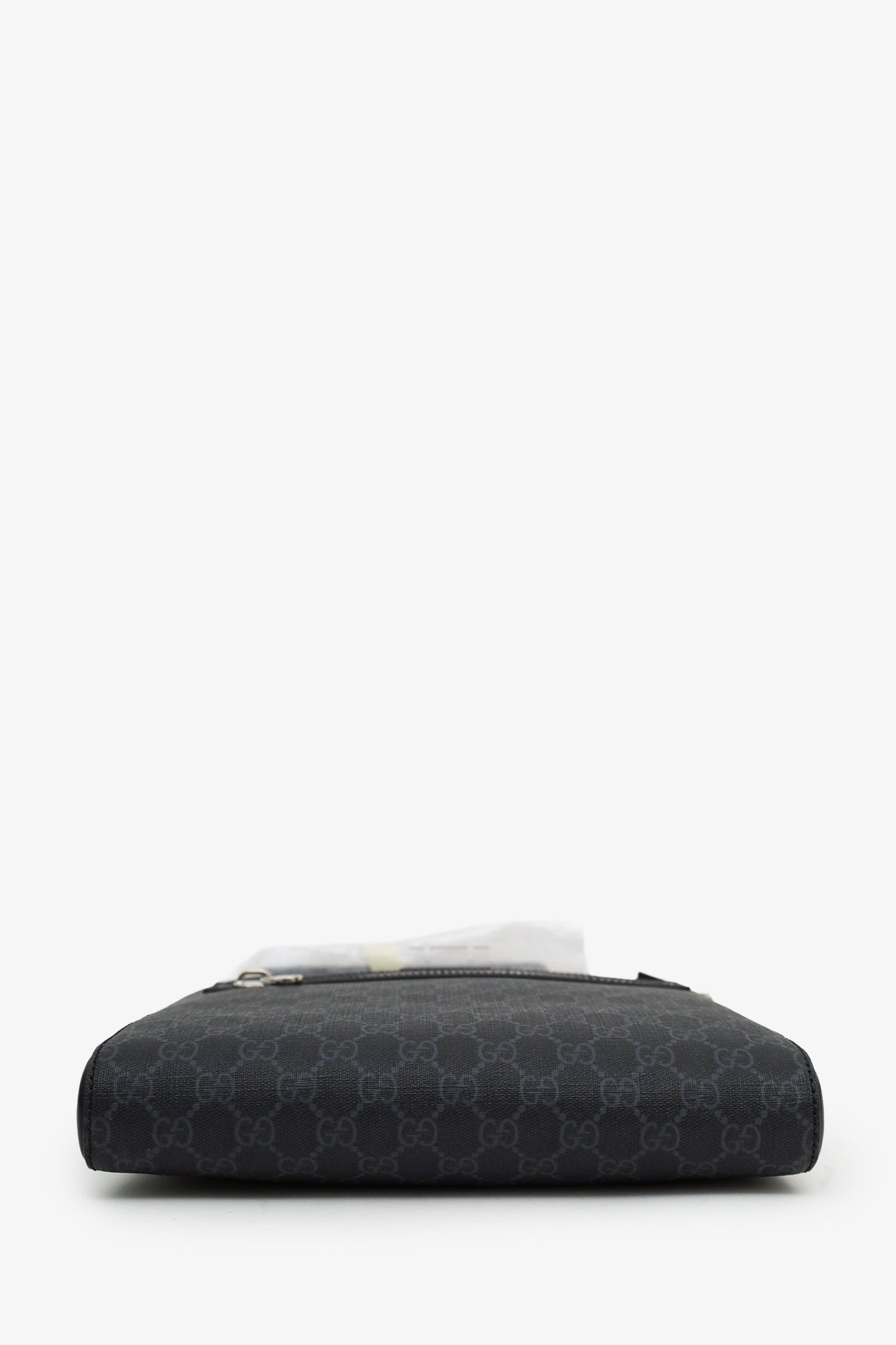 Gucci Black GG Monogram Web Flat Medium Messenger Bag