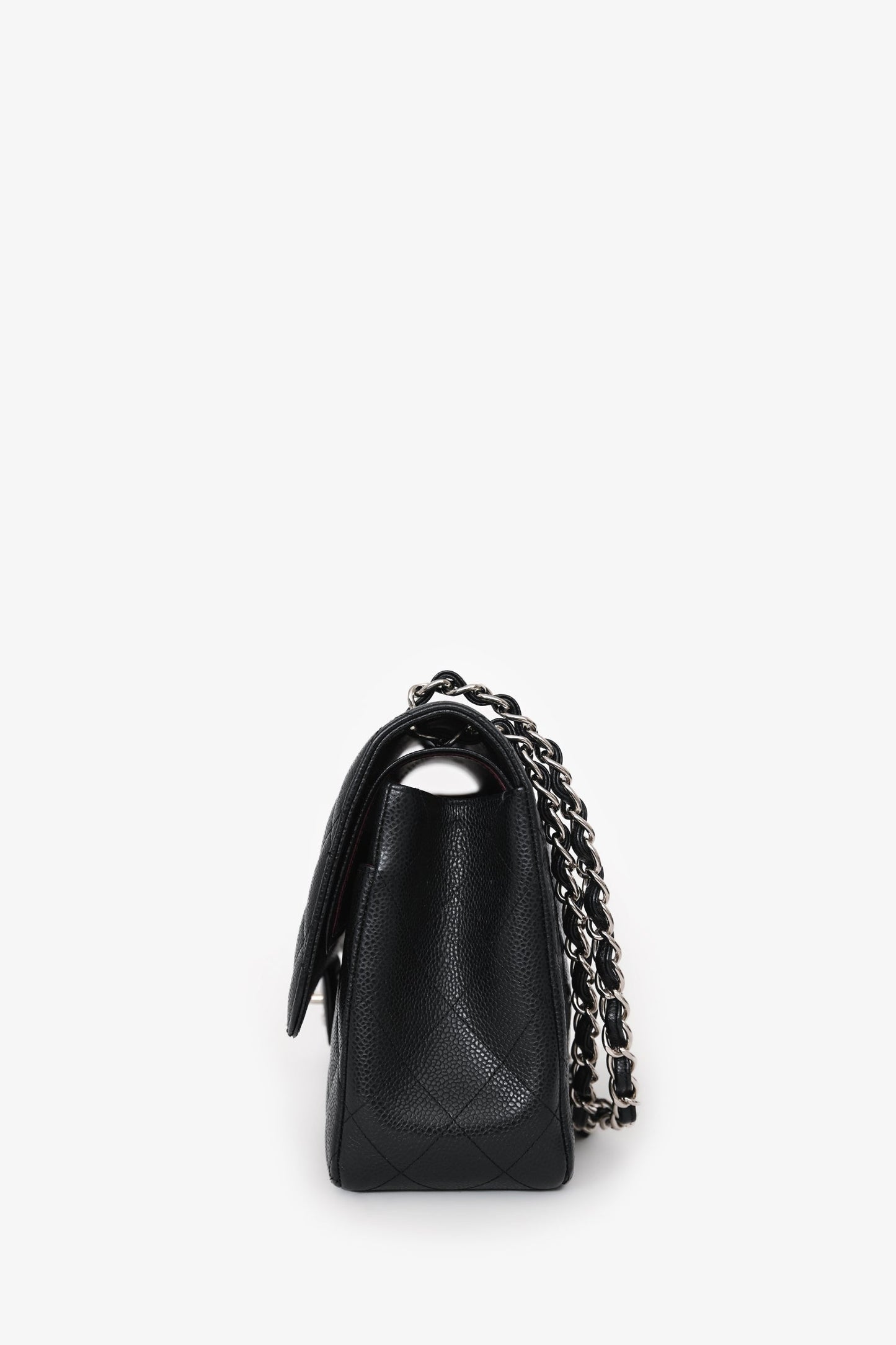 Chanel™ 2020 Black Caviar Leather Jumbo Double Flap Bag