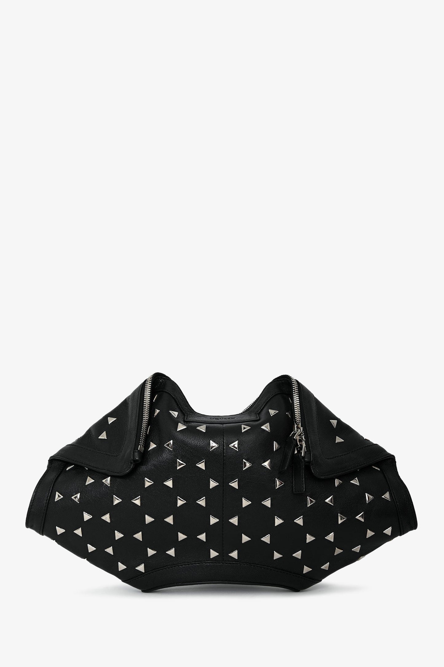Alexander McQueen Black Leather Silver Studded De Manta Clutch