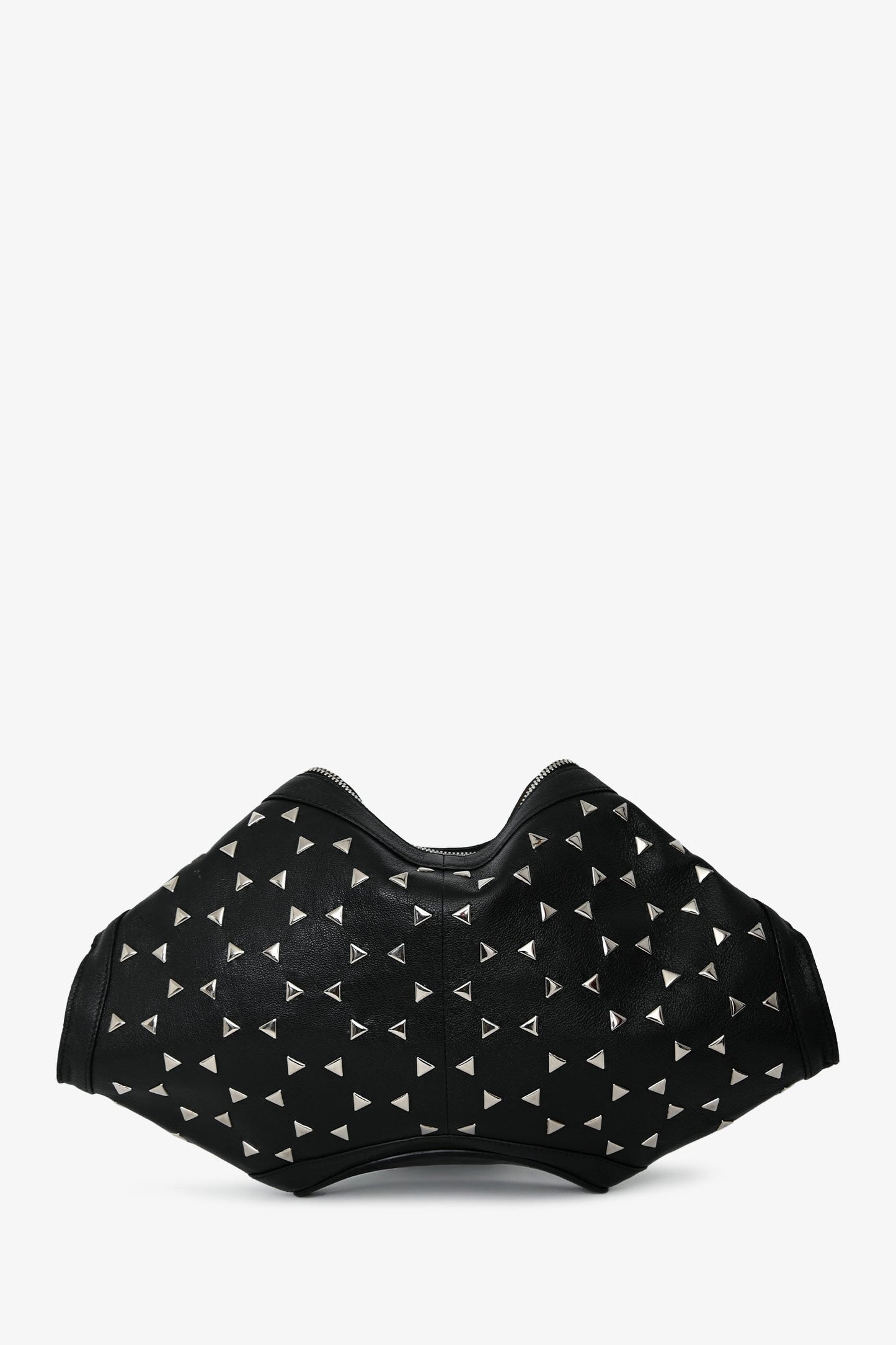 Alexander McQueen Black Leather Silver Studded De Manta Clutch