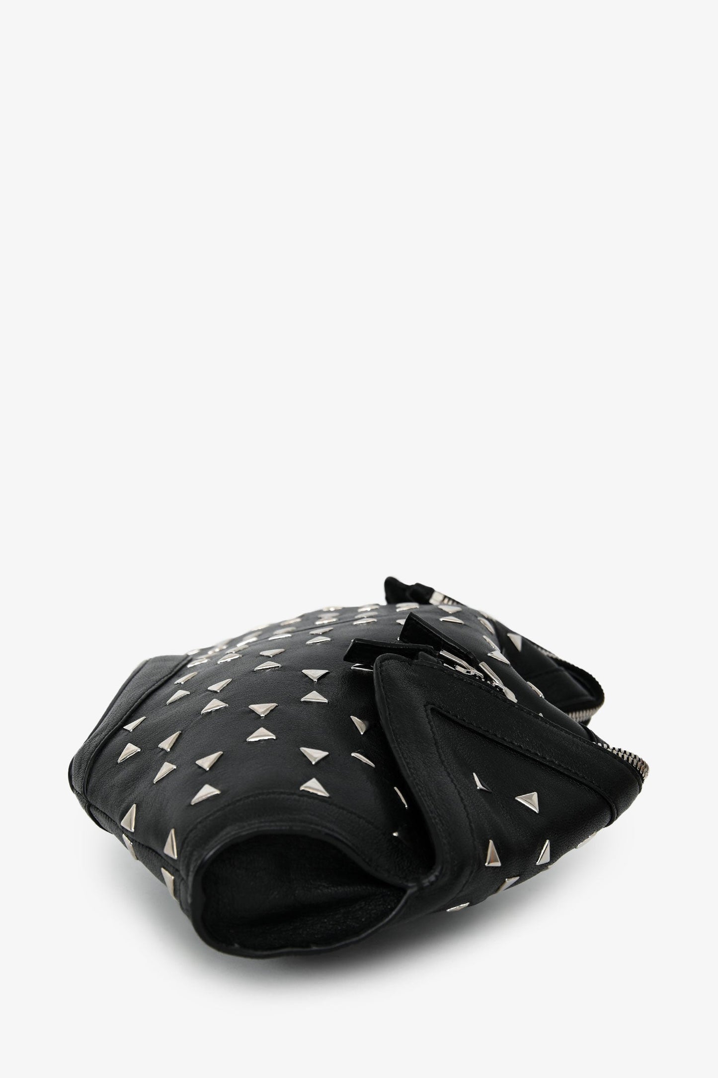 Alexander McQueen Black Leather Silver Studded De Manta Clutch