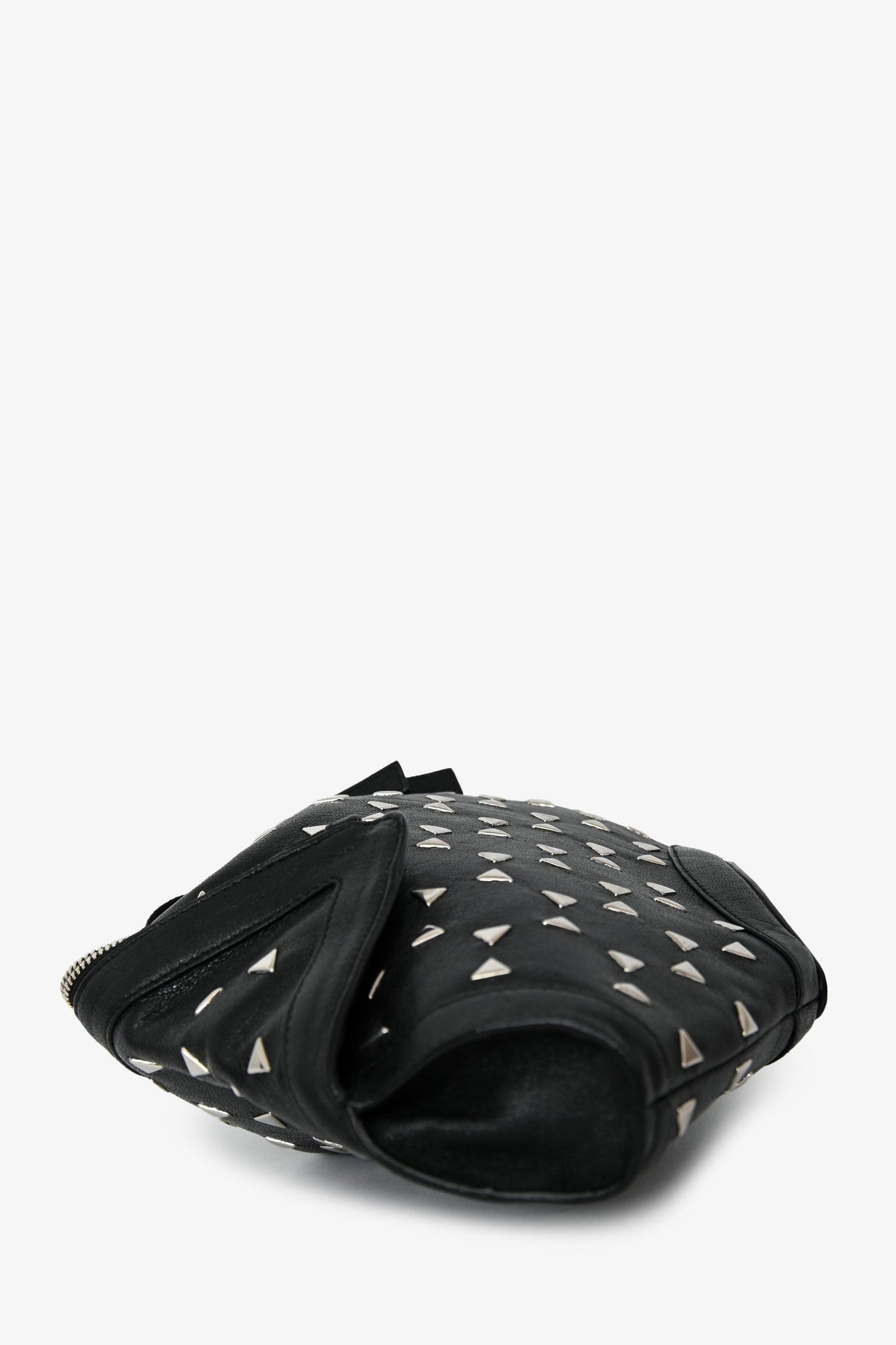 Alexander McQueen Black Leather Silver Studded De Manta Clutch