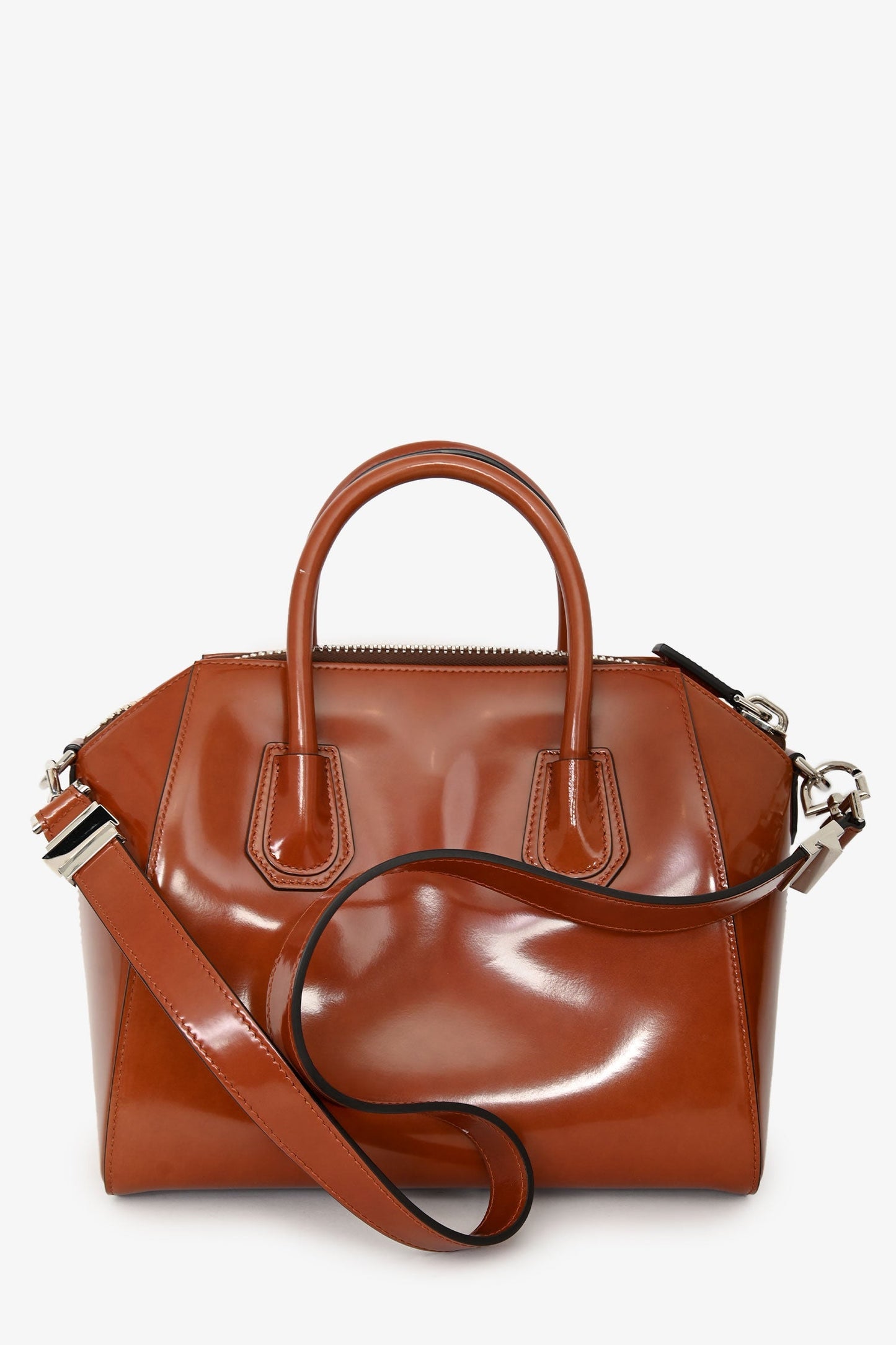 Givenchy Glazed Brown Leather Small Antigona With Strap