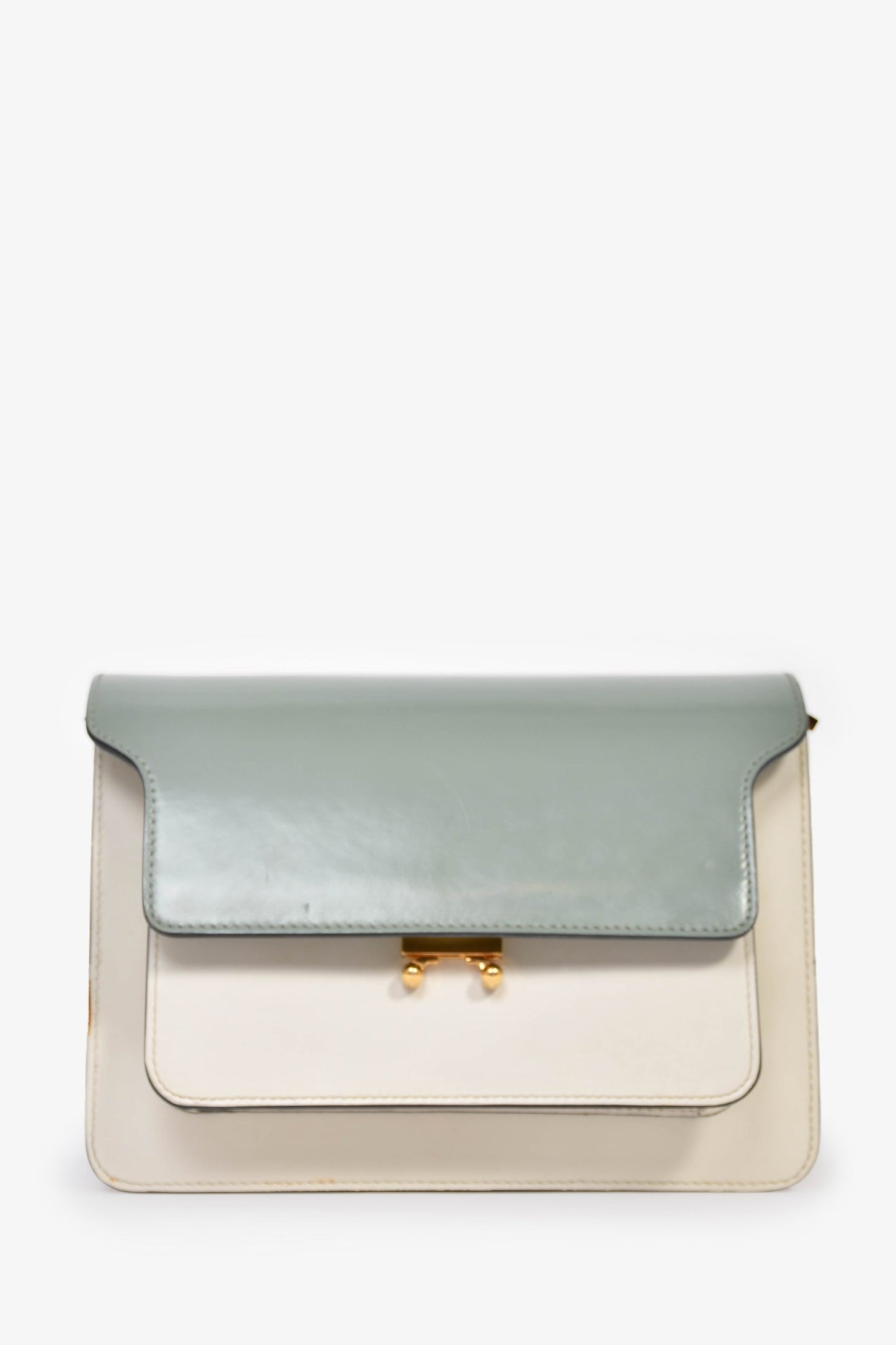 Marni Cream/Green/Purple Leather Trunk Shoulder Bag