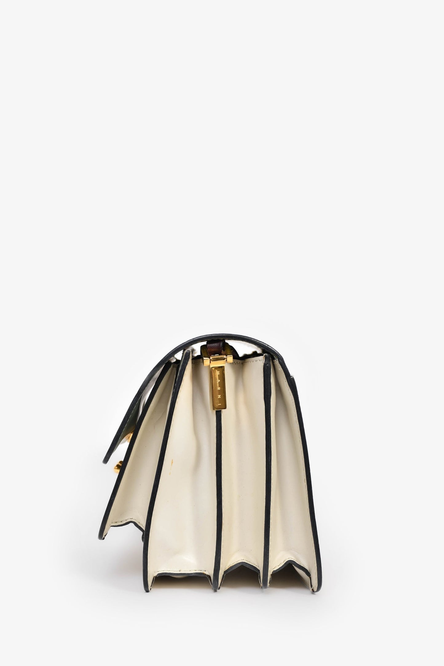 Marni Cream/Green/Purple Leather Trunk Shoulder Bag