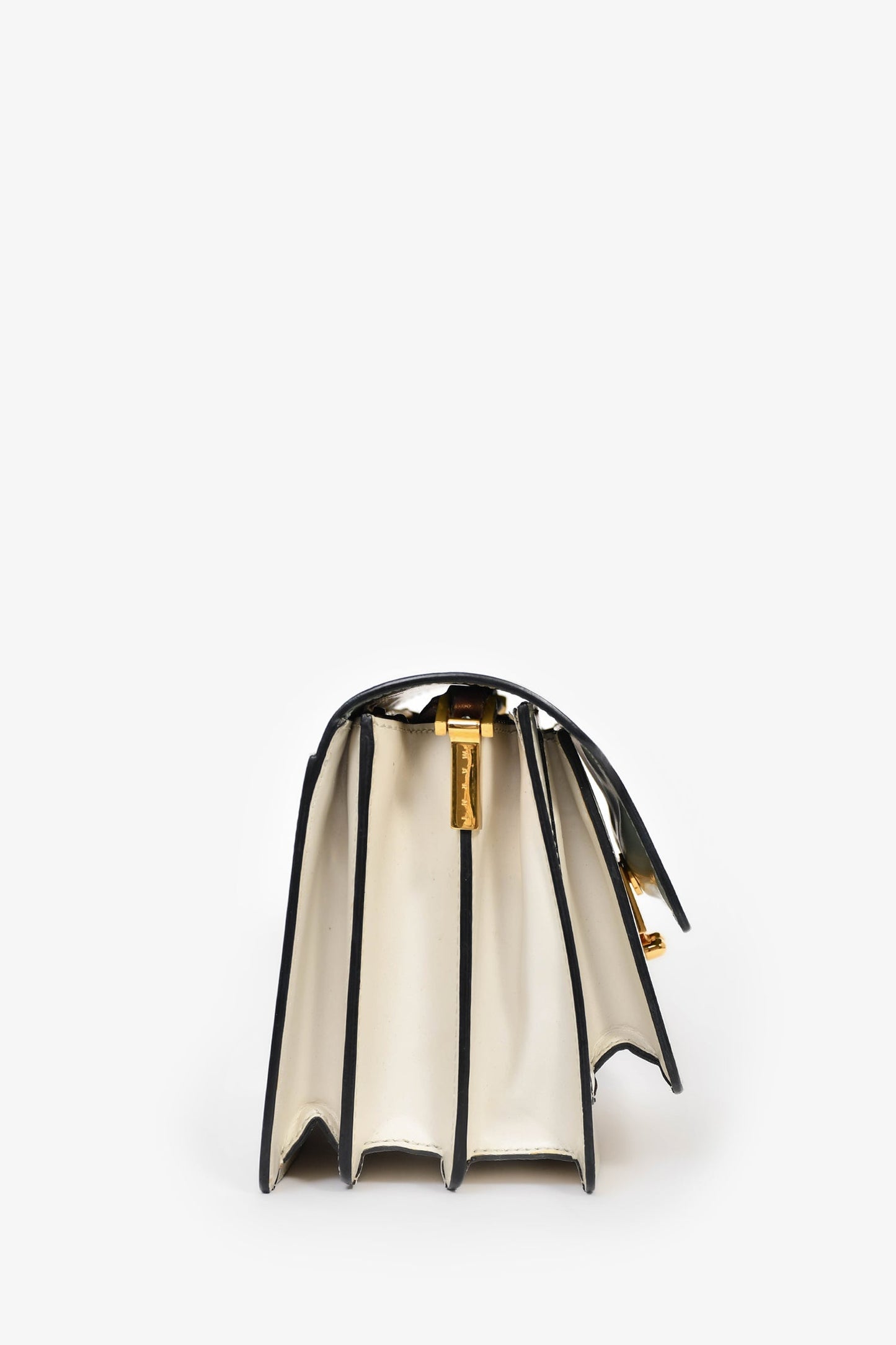 Marni Cream/Green/Purple Leather Trunk Shoulder Bag