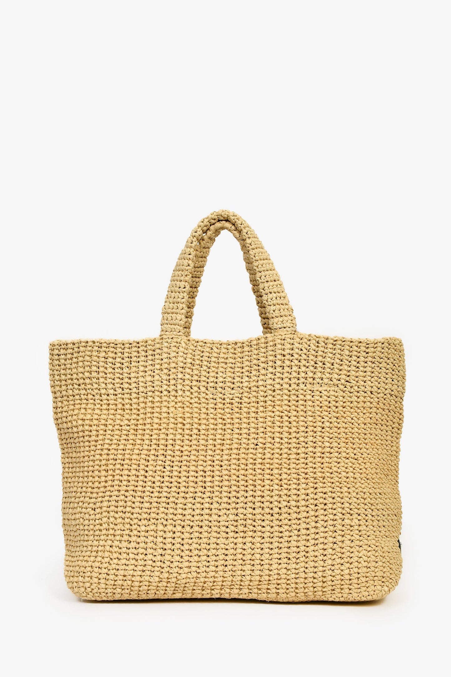 Prada Beige/Black Raffia Triangle Logo Tote