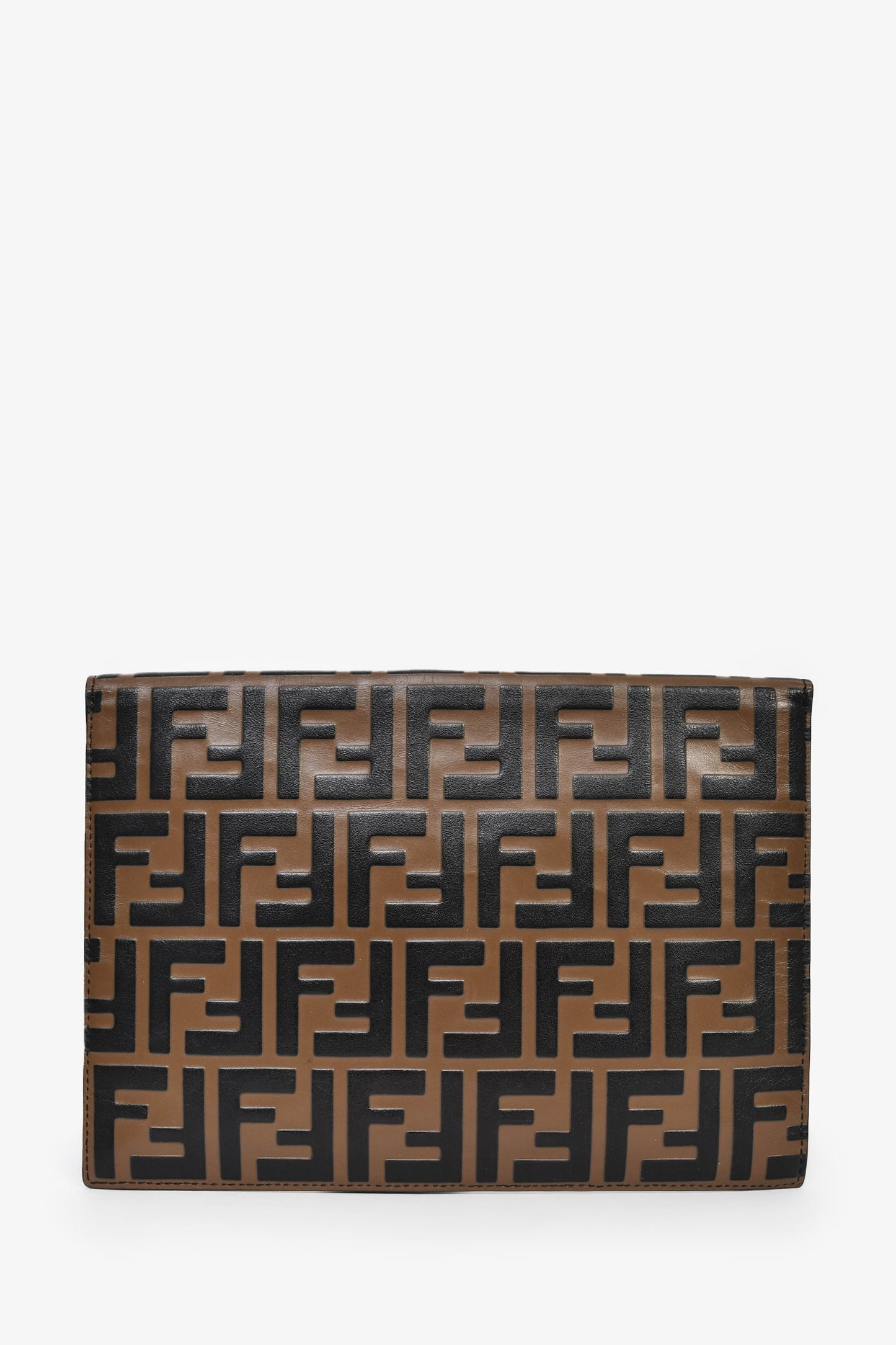 Fendi Black/Brown Leather 'F is Fendi' Clutch