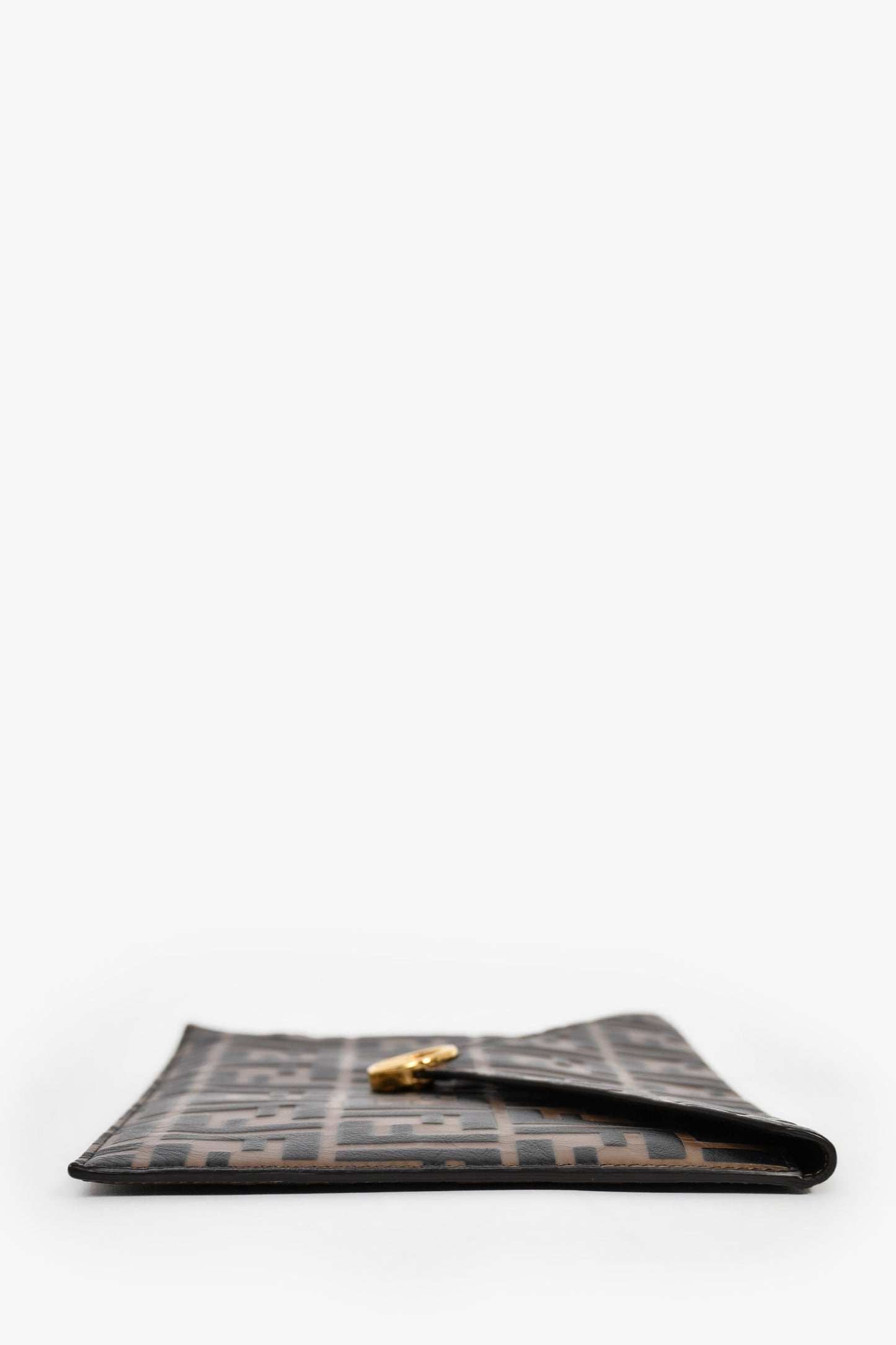 Fendi Black/Brown Leather 'F is Fendi' Clutch