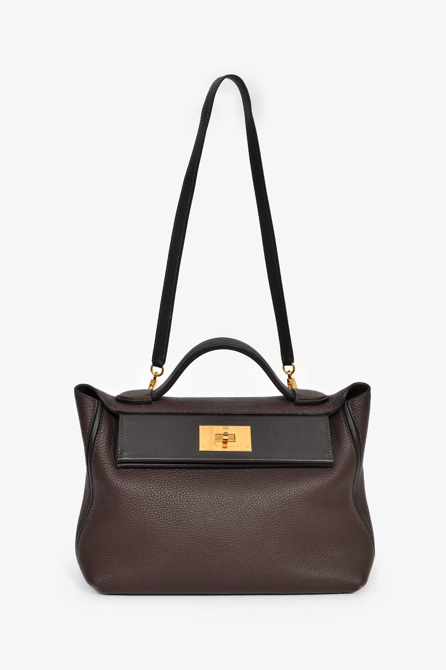 Hermès 2021 Chocolate Togo/Swift Leather 24/24 29 With Strap