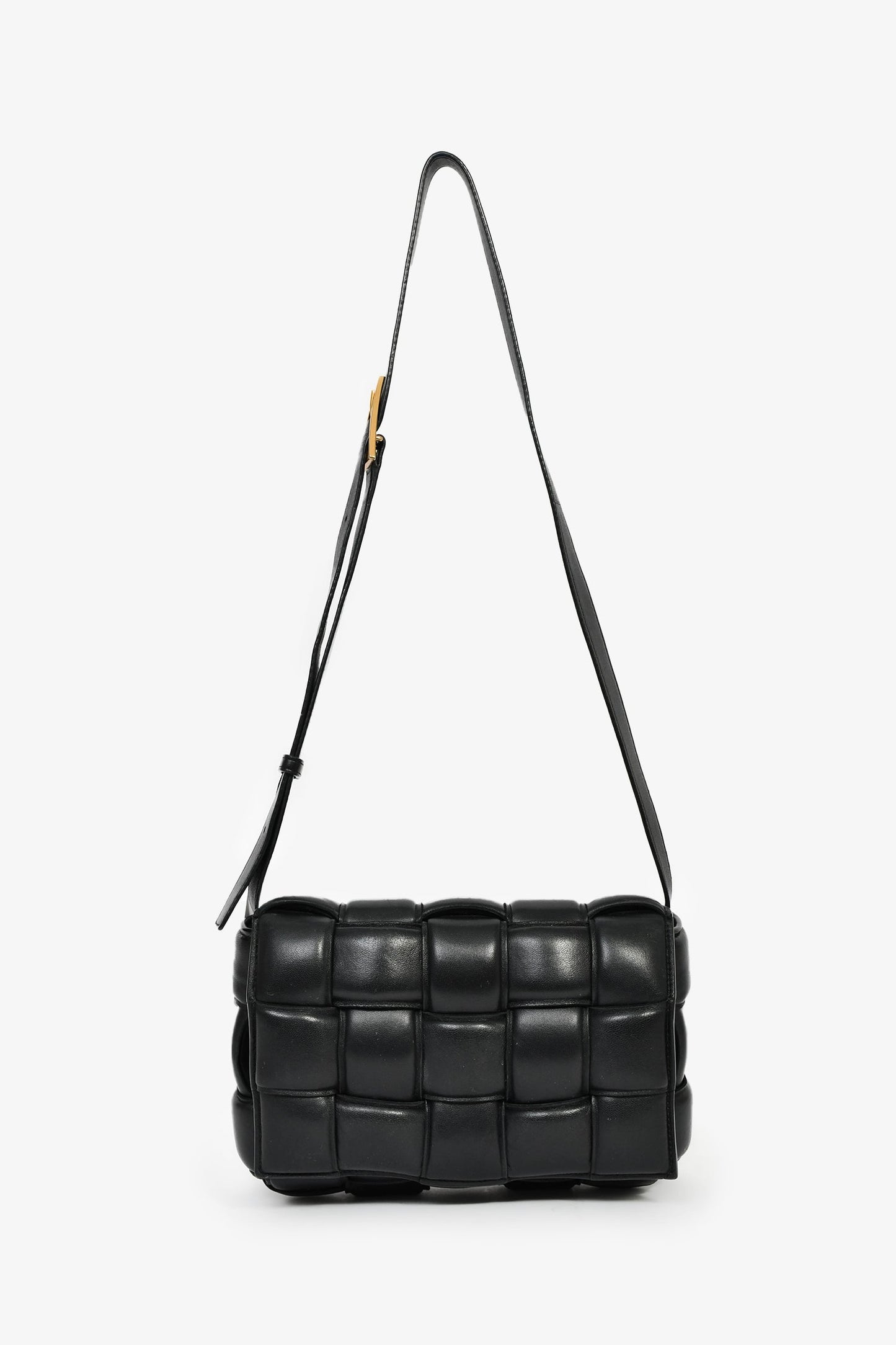 Bottega Veneta Black Leather Intrecciato Padded Cassette