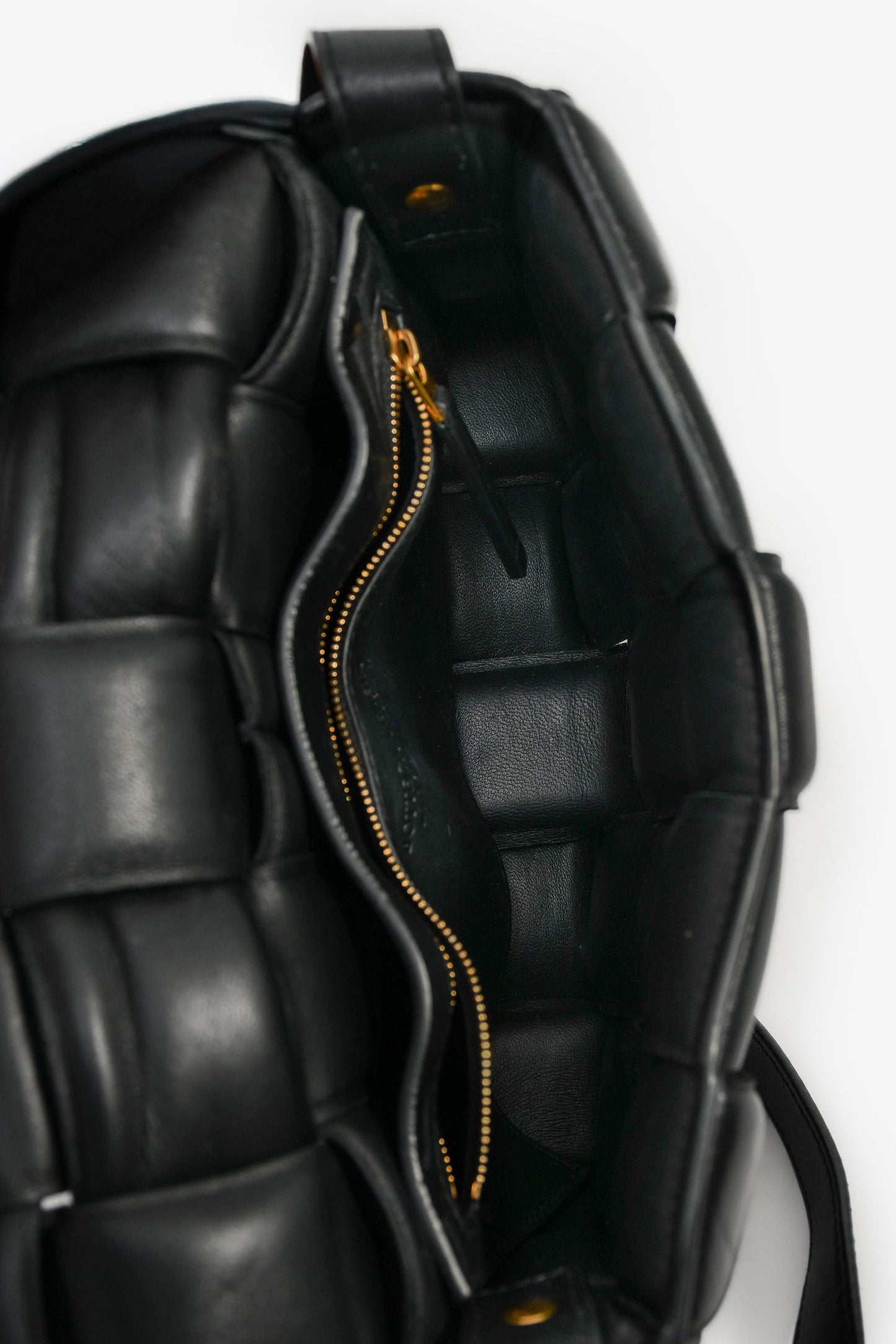 Bottega Veneta Black Leather Intrecciato Padded Cassette