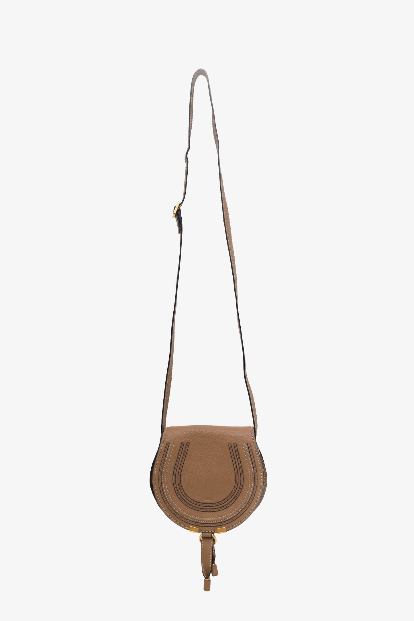 Chloe Brown Leather Small Marcie Crossbody Bag