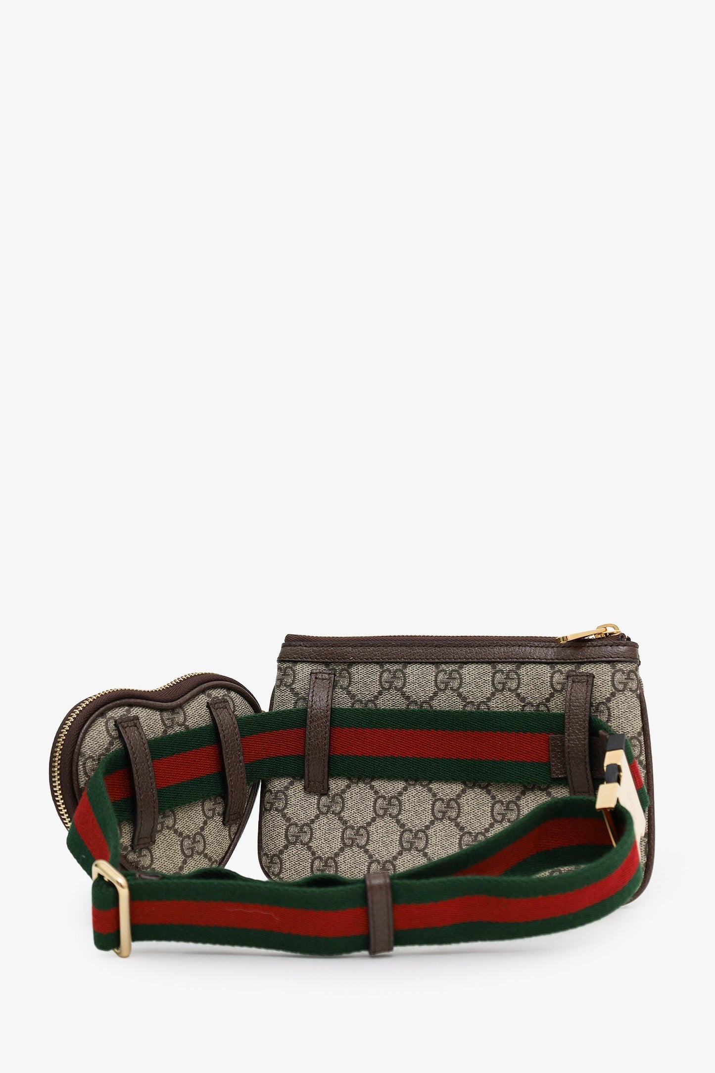 Gucci Monogram GG Supreme Web Ophidia Heart Belt Bag