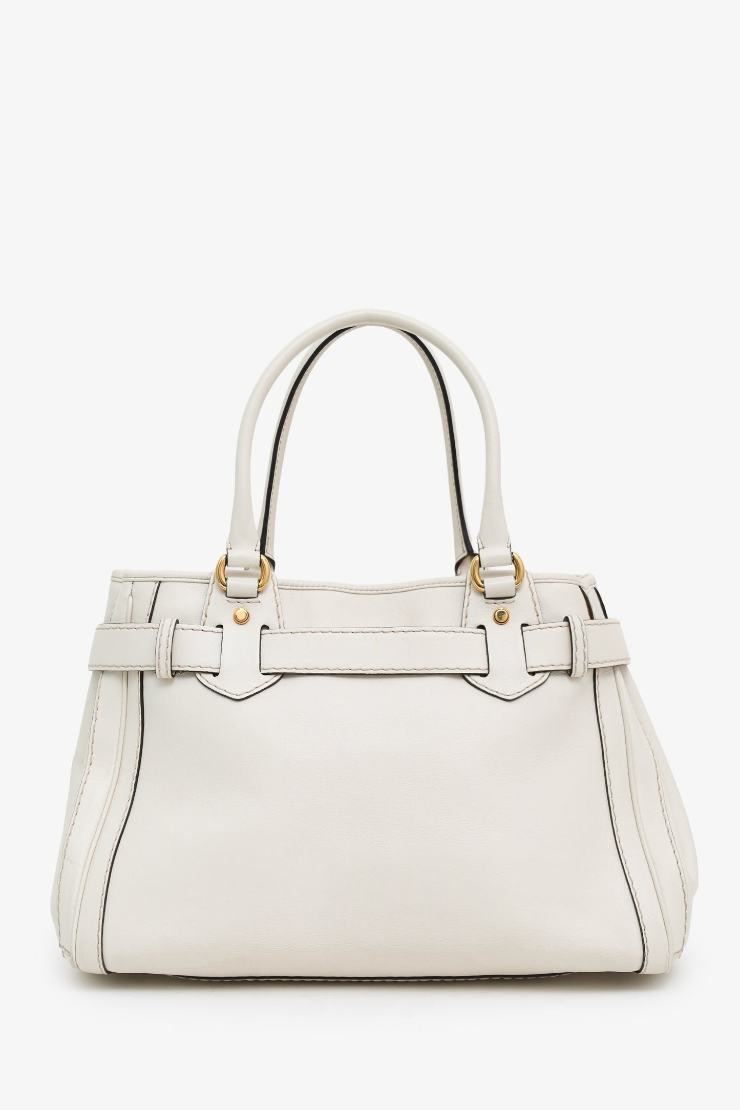 Gucci White Smooth Leather GG Running Medium Tote Bag