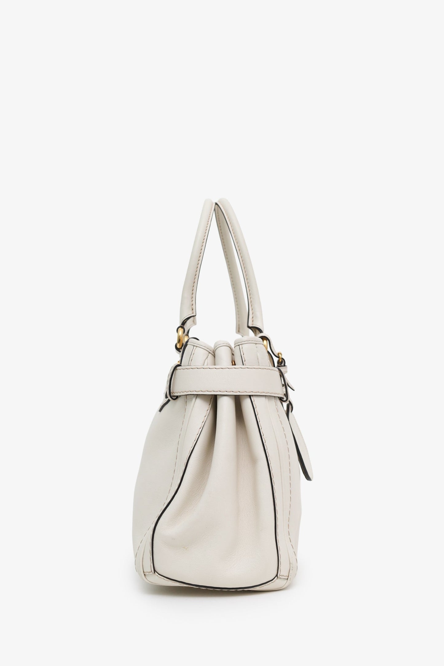 Gucci White Smooth Leather GG Running Medium Tote Bag