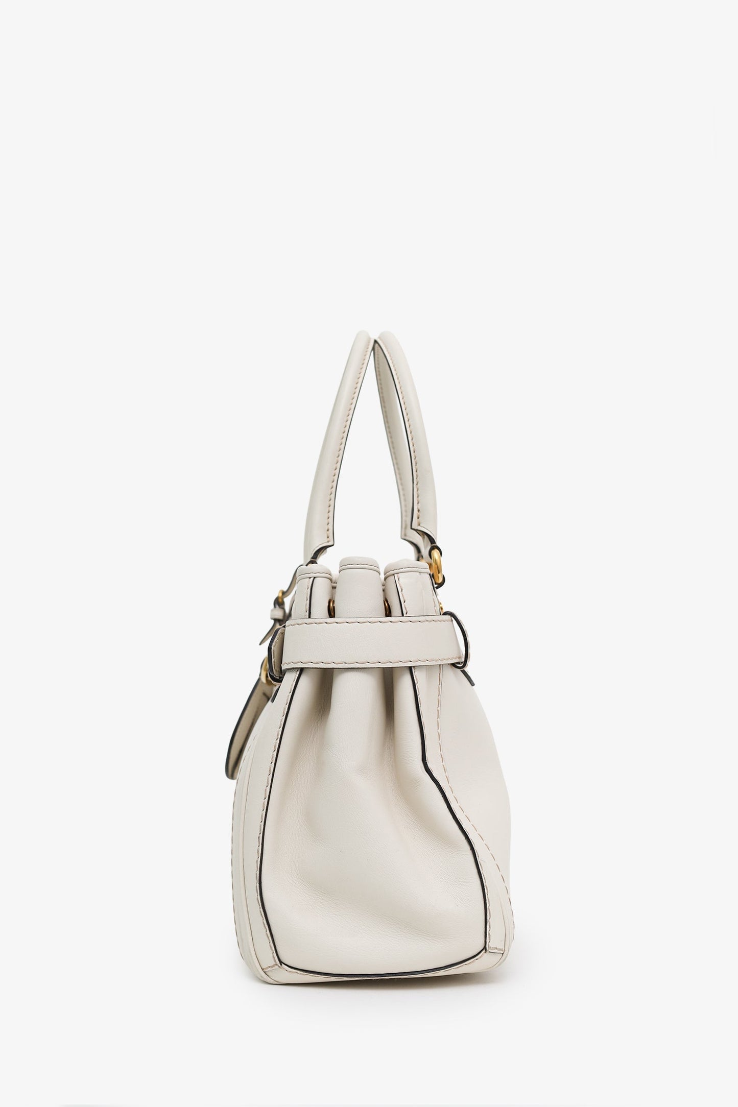 Gucci White Smooth Leather GG Running Medium Tote Bag