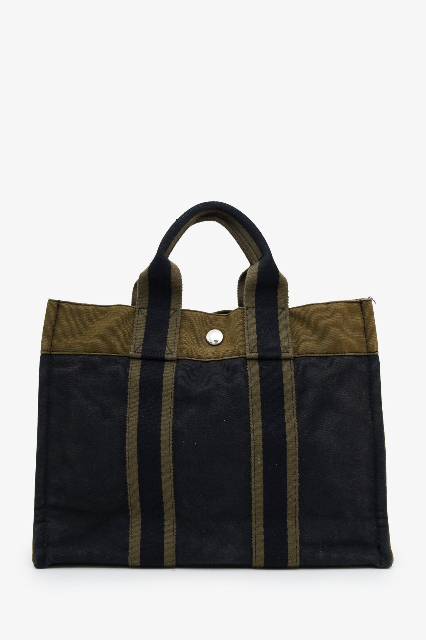 Hermes Navy/Green Canvas Fourre Tout PM Tote