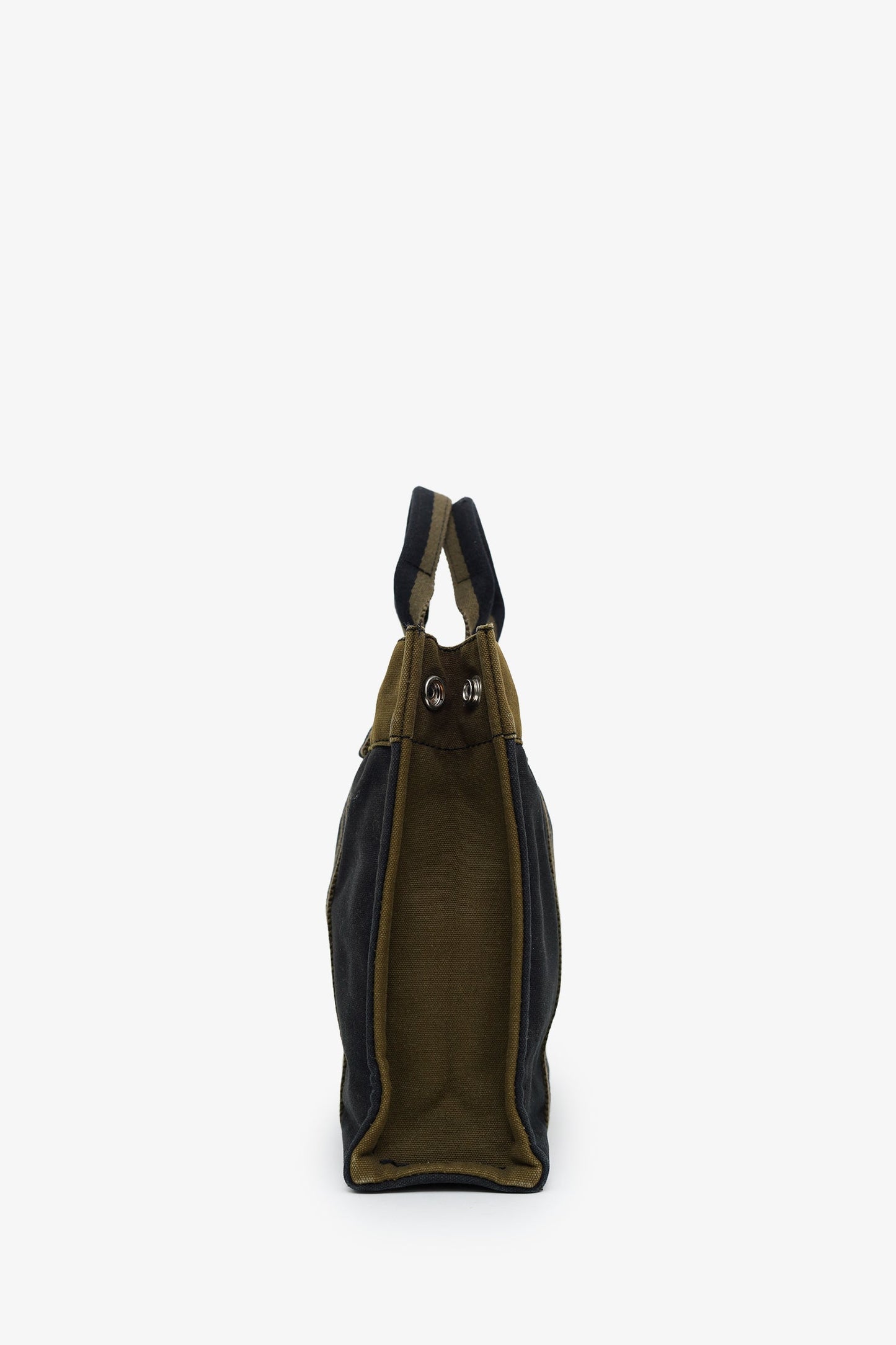 Hermes Navy/Green Canvas Fourre Tout PM Tote
