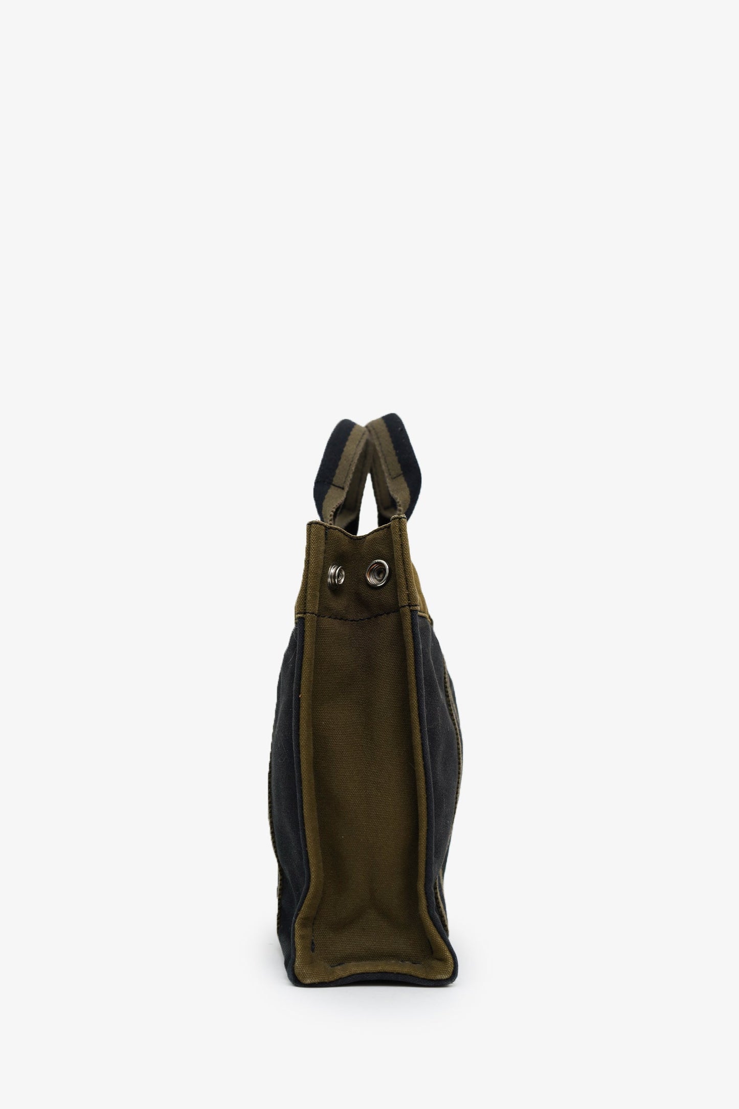 Hermes Navy/Green Canvas Fourre Tout PM Tote