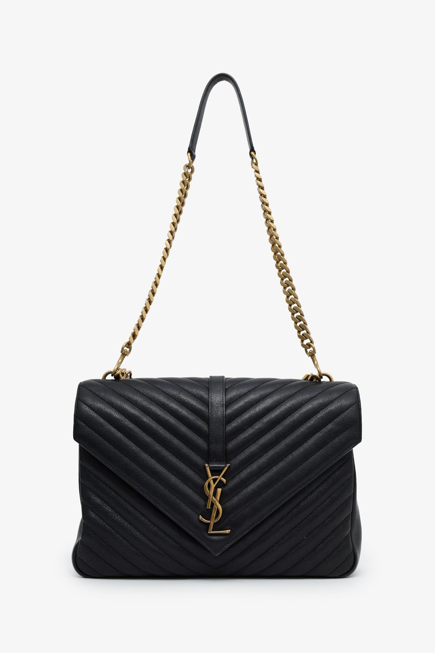 Saint Laurent Black Leather Large Loulou Shoulder Bag