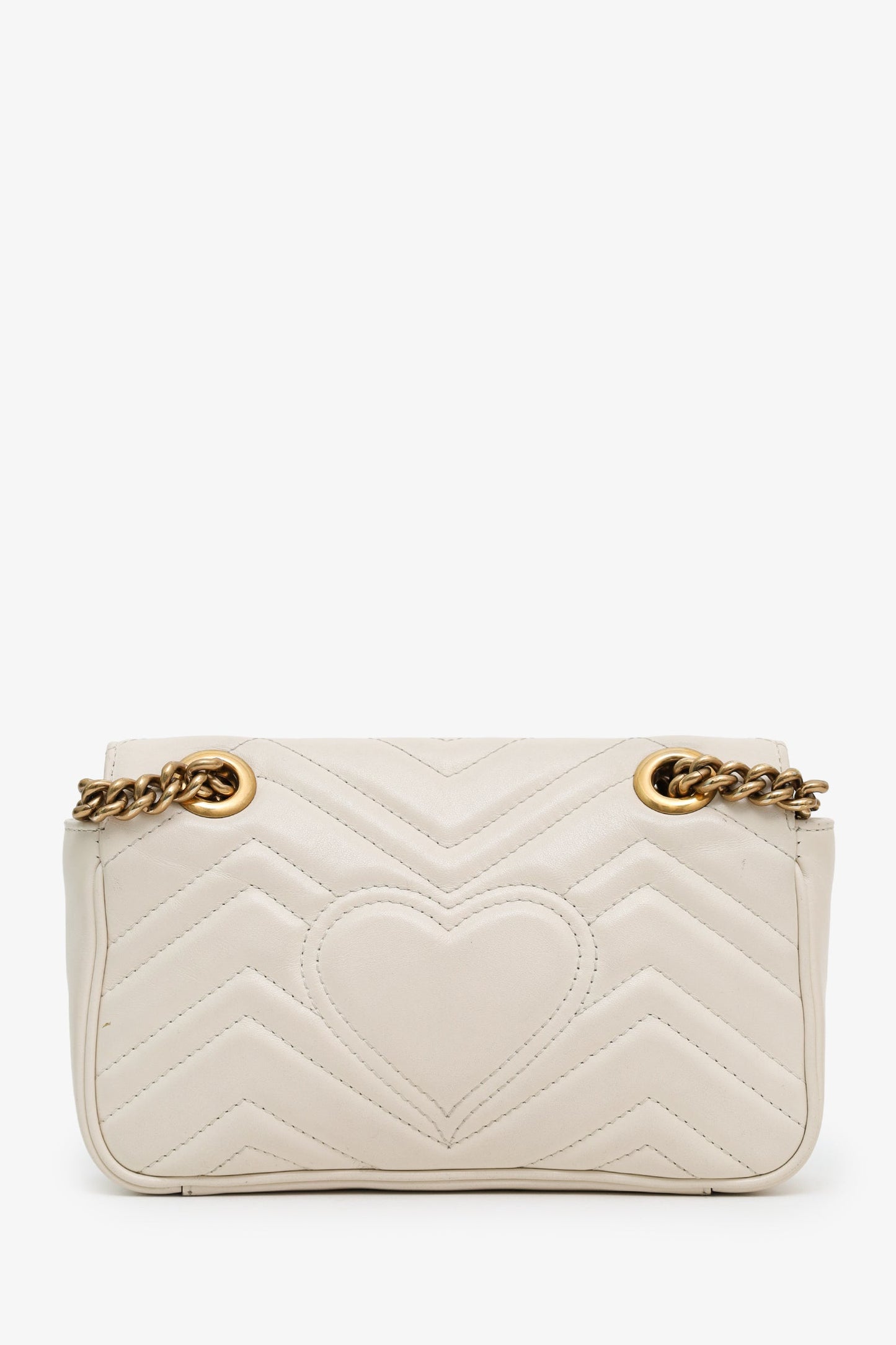 Gucci White Leather Small Marmont Shoulder Bag