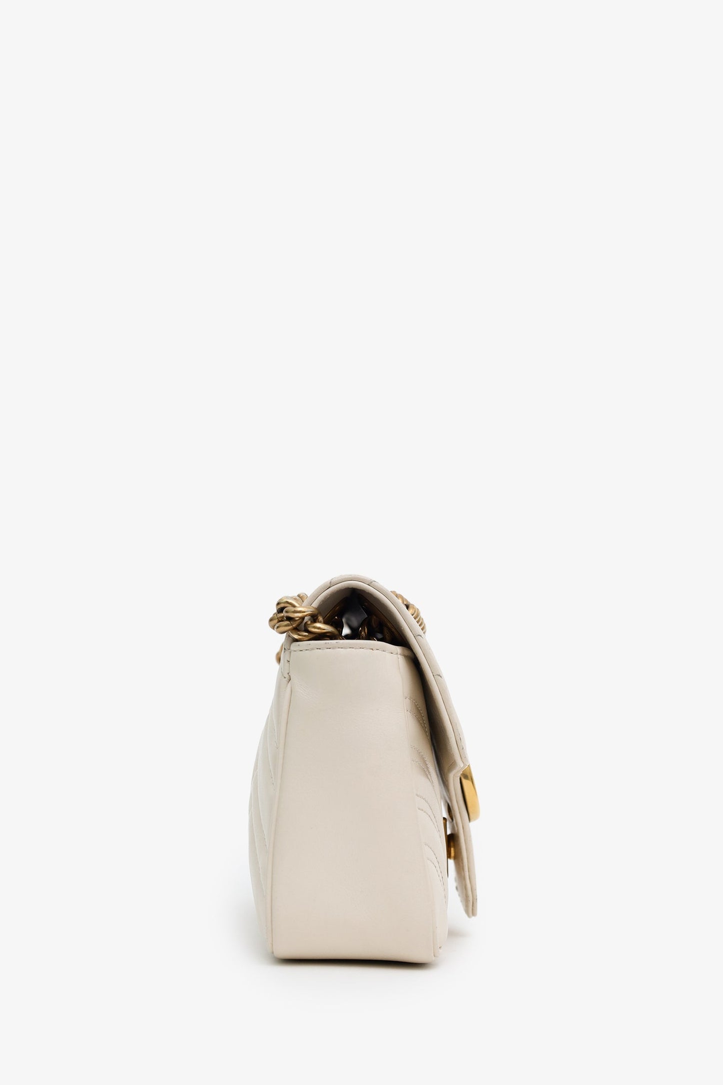 Gucci White Leather Small Marmont Shoulder Bag
