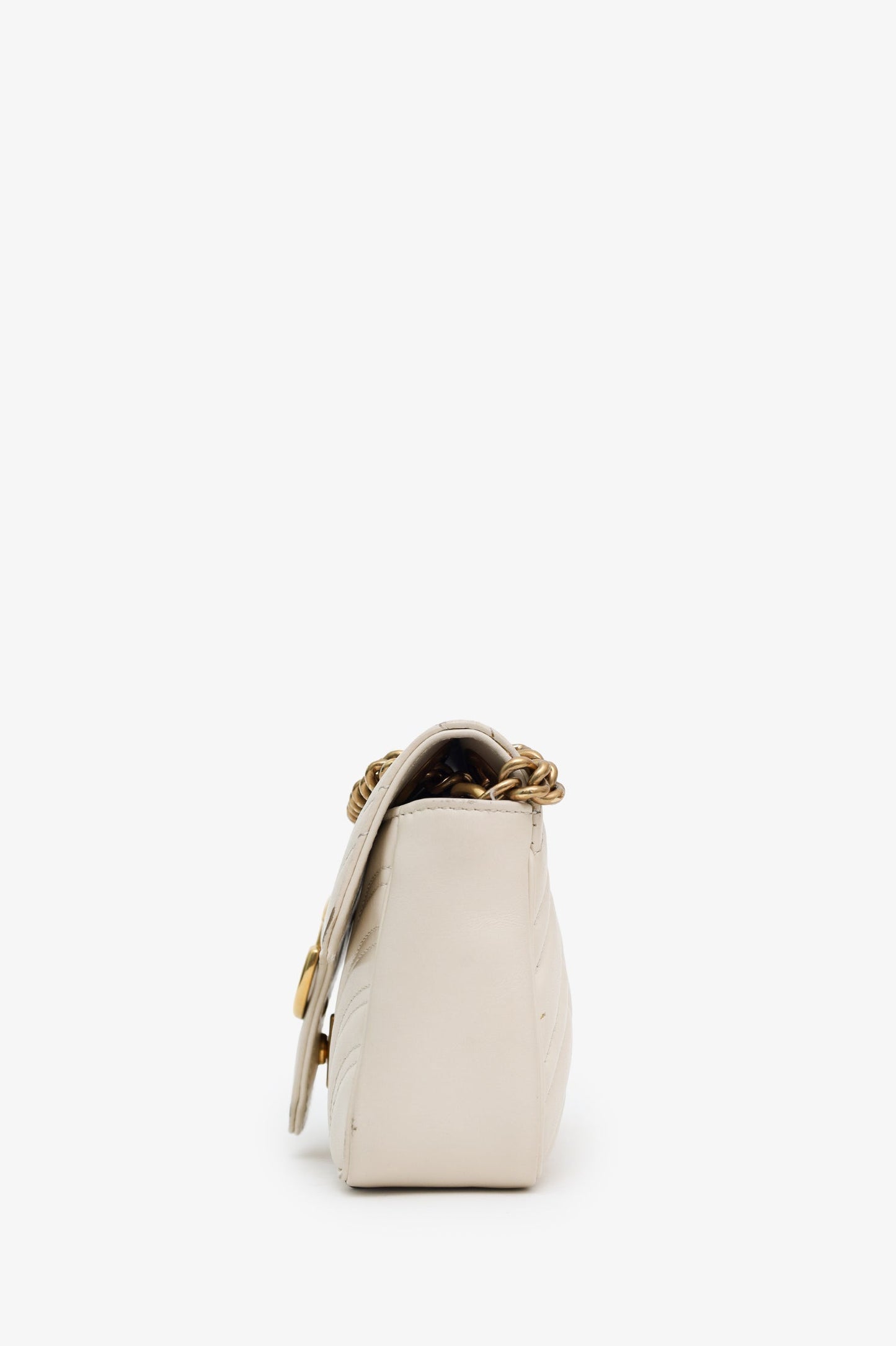 Gucci White Leather Small Marmont Shoulder Bag