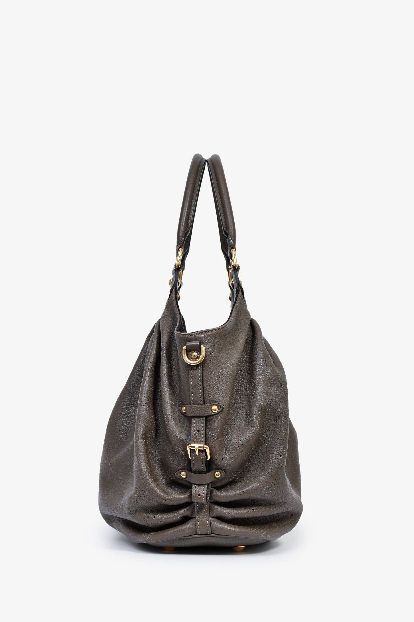 Louis Vuitton Grey Leather Mahina XL Hobo Bag