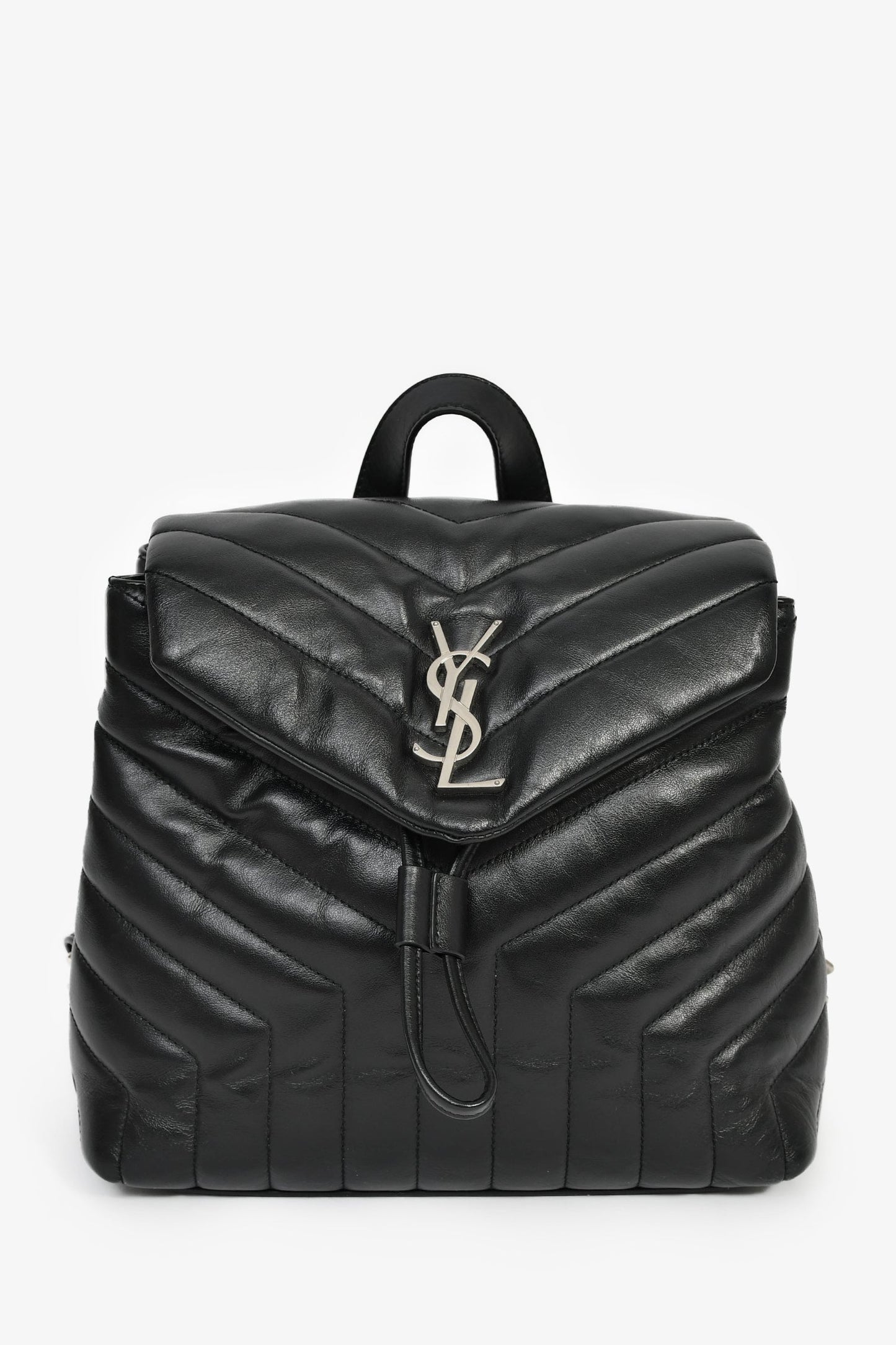 Saint Laurent 2017 Black Chevron Leather Loulou Backpack