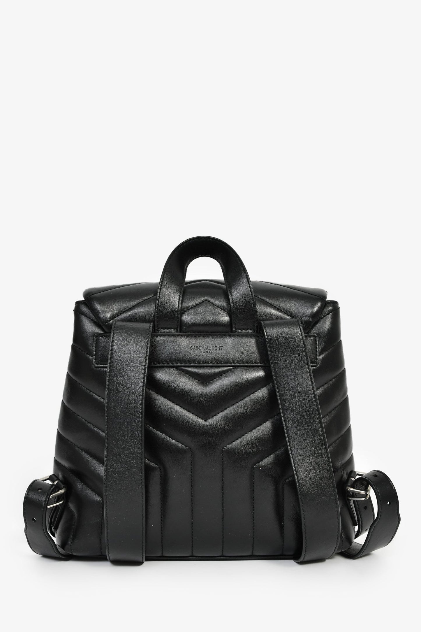 Saint Laurent 2017 Black Chevron Leather Loulou Backpack