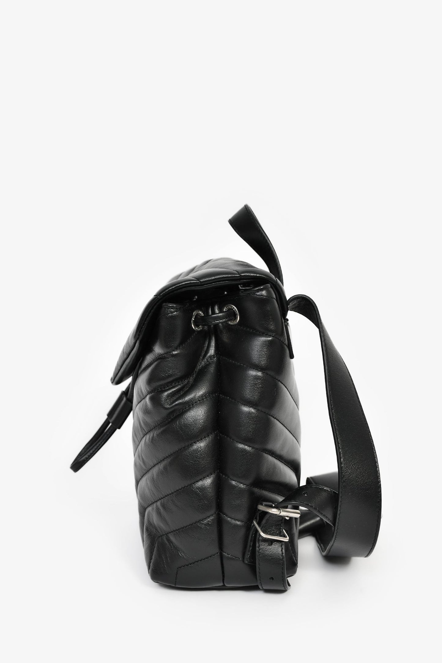 Saint Laurent 2017 Black Chevron Leather Loulou Backpack