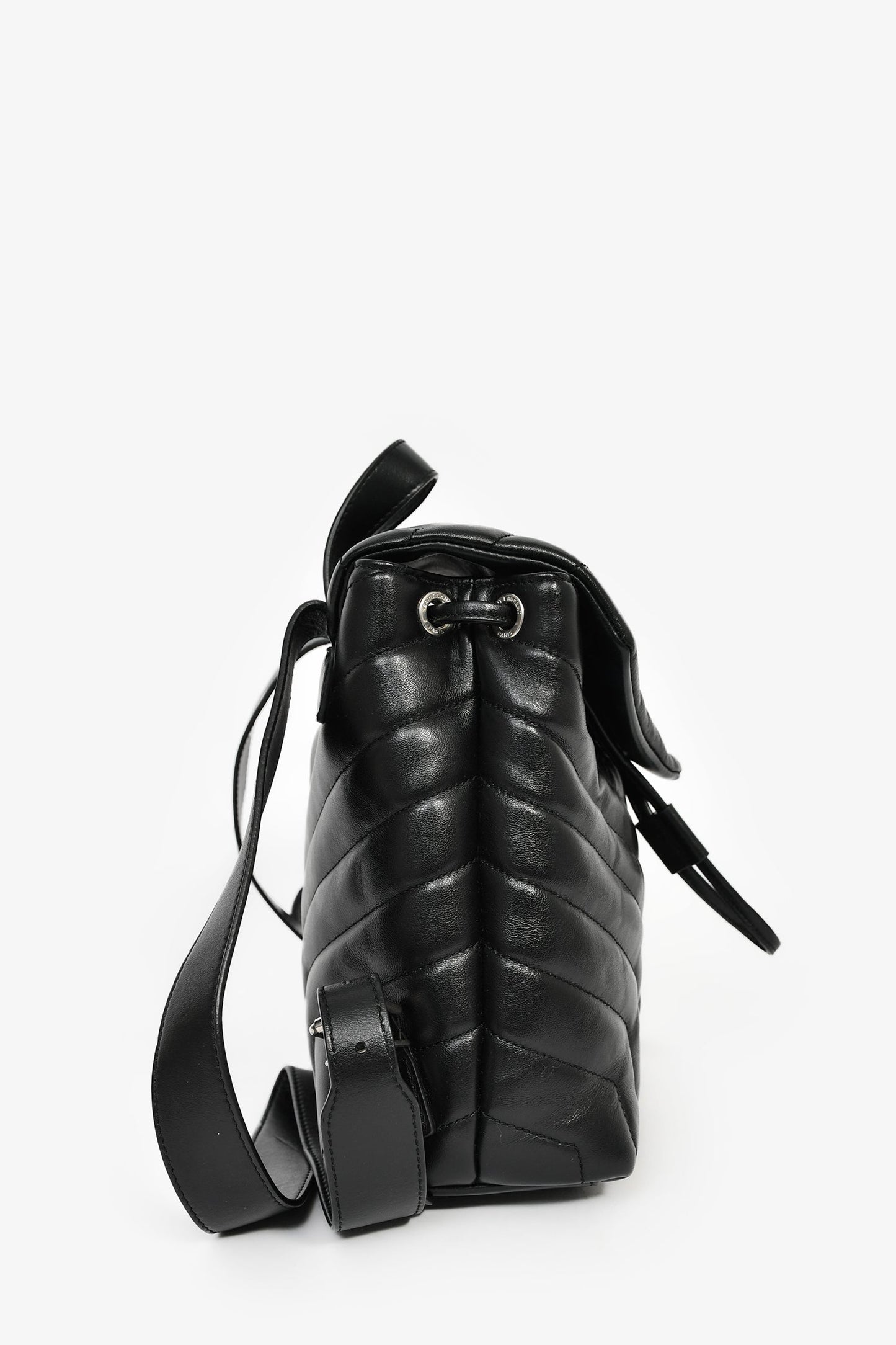 Saint Laurent 2017 Black Chevron Leather Loulou Backpack