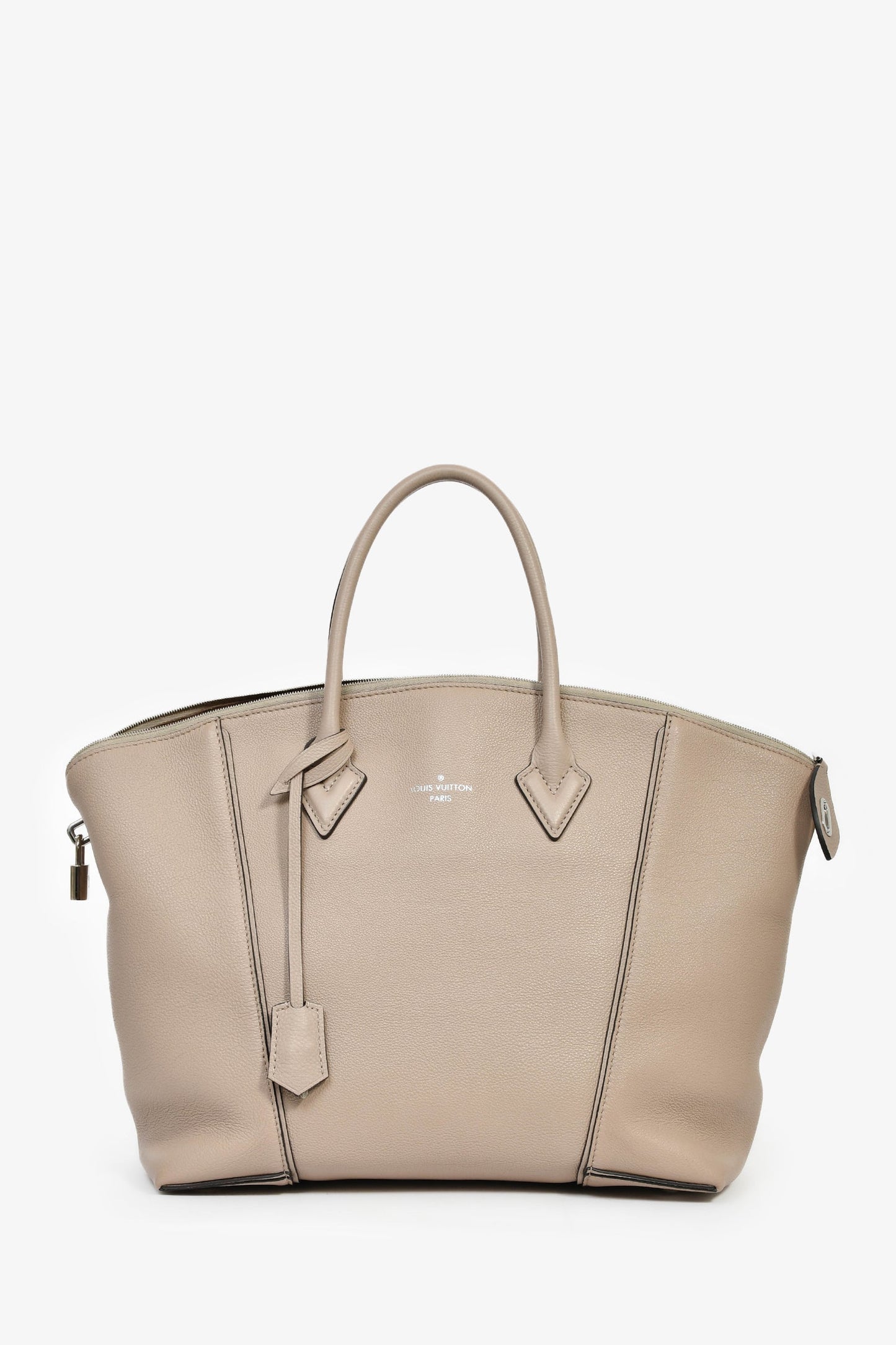 Louis Vuitton 2015 Taupe Taurillon Leather Lockit MM Zip Tote with Strap