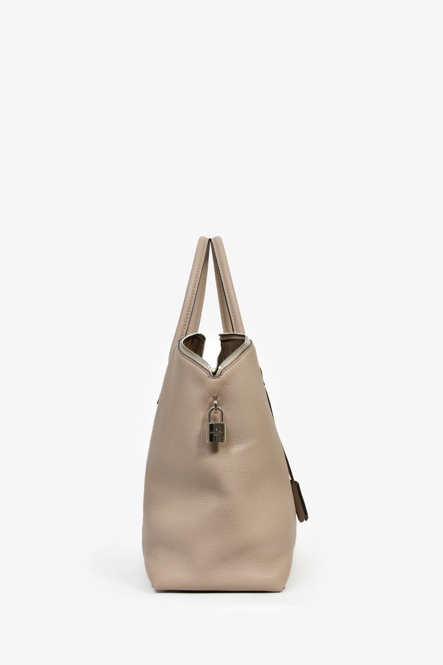Louis Vuitton 2015 Taupe Taurillon Leather Lockit MM Zip Tote with Strap