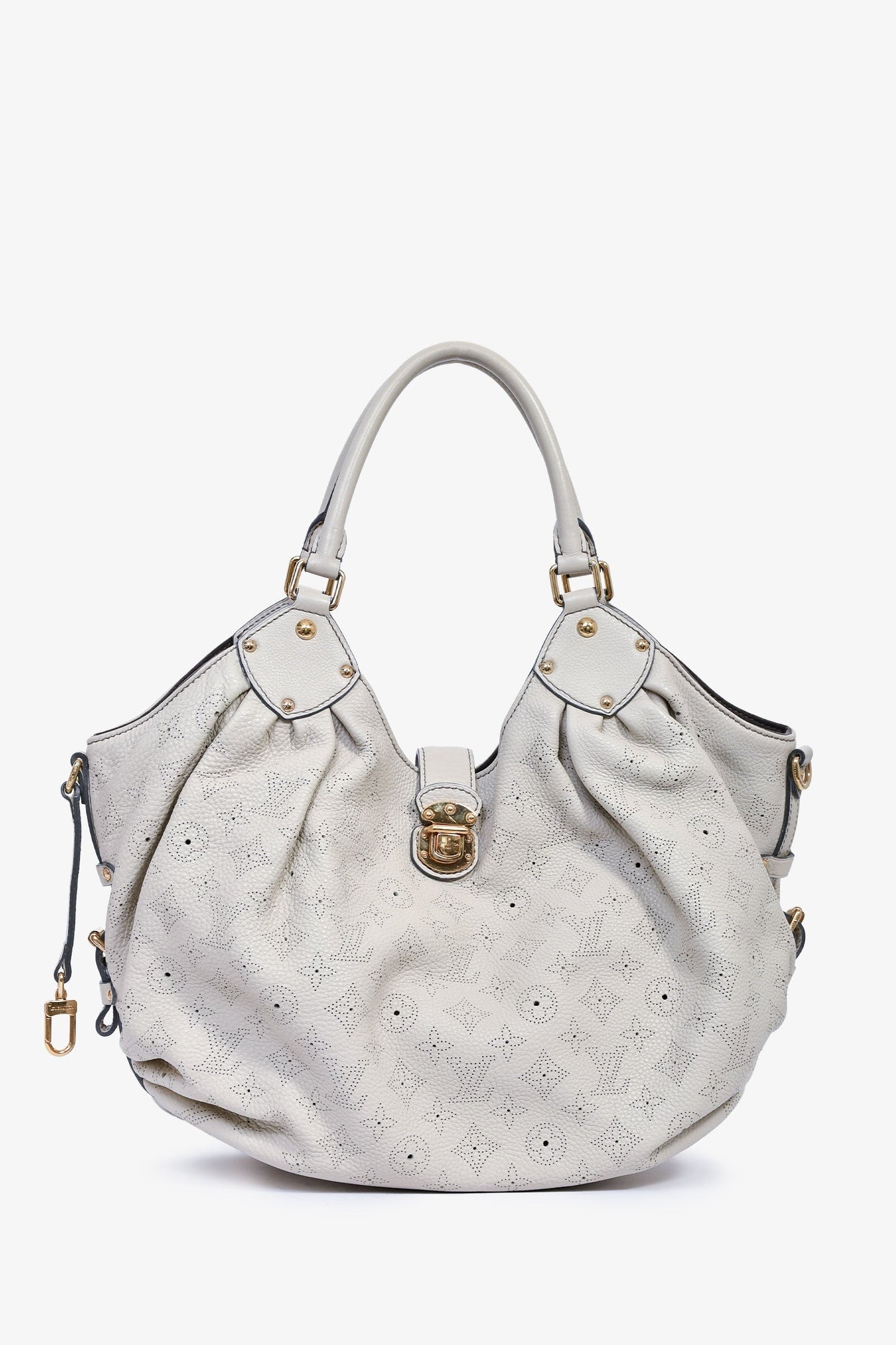 Louis Vuitton Light Grey Leather Mahina XL Hobo Bag