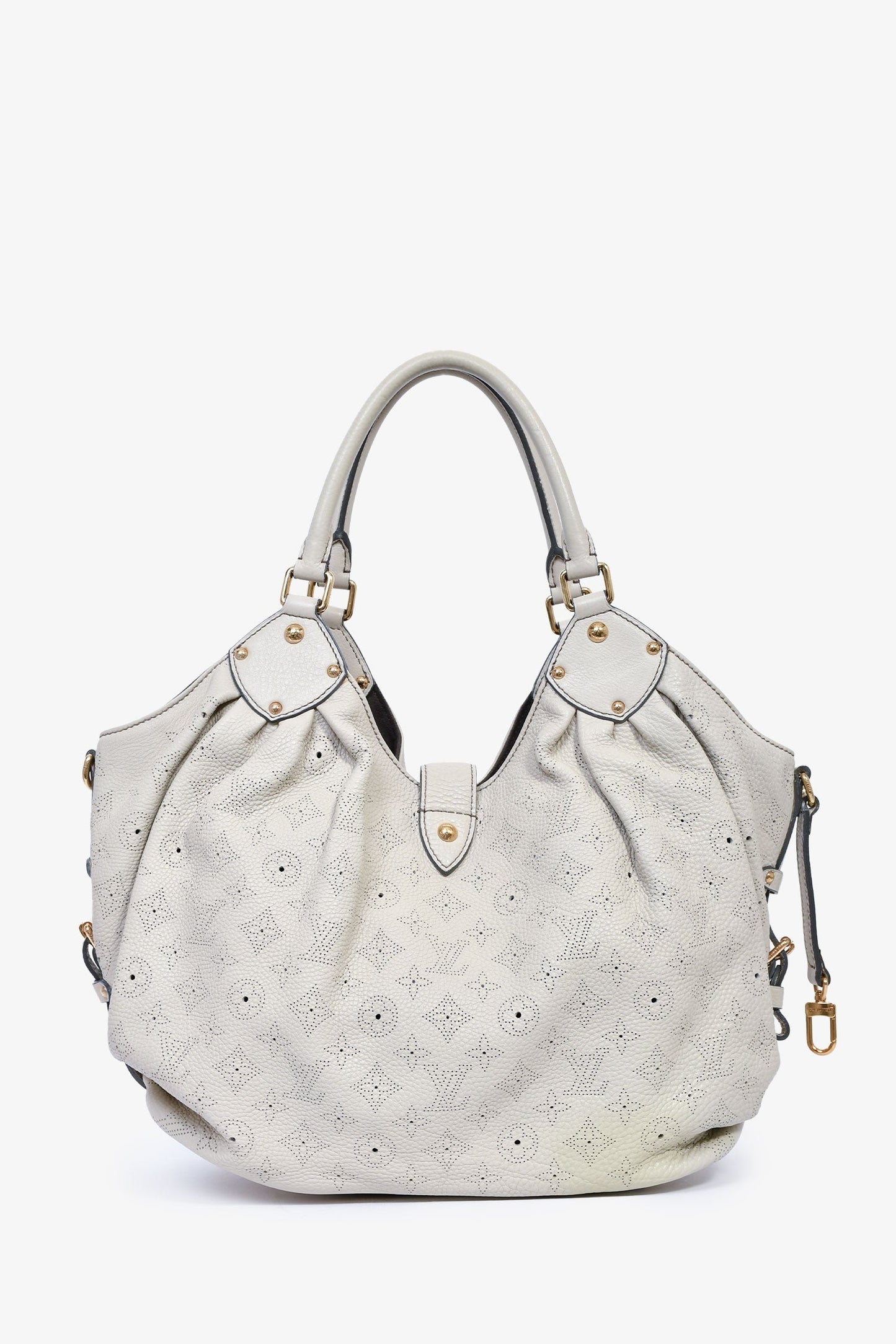 Louis Vuitton Light Grey Leather Mahina XL Hobo Bag