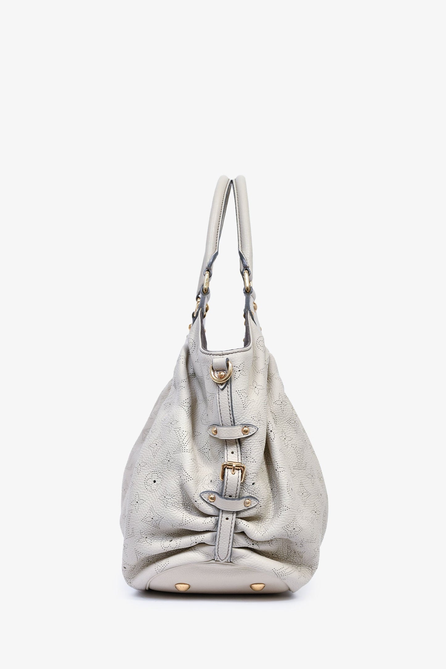 Louis Vuitton Light Grey Leather Mahina XL Hobo Bag
