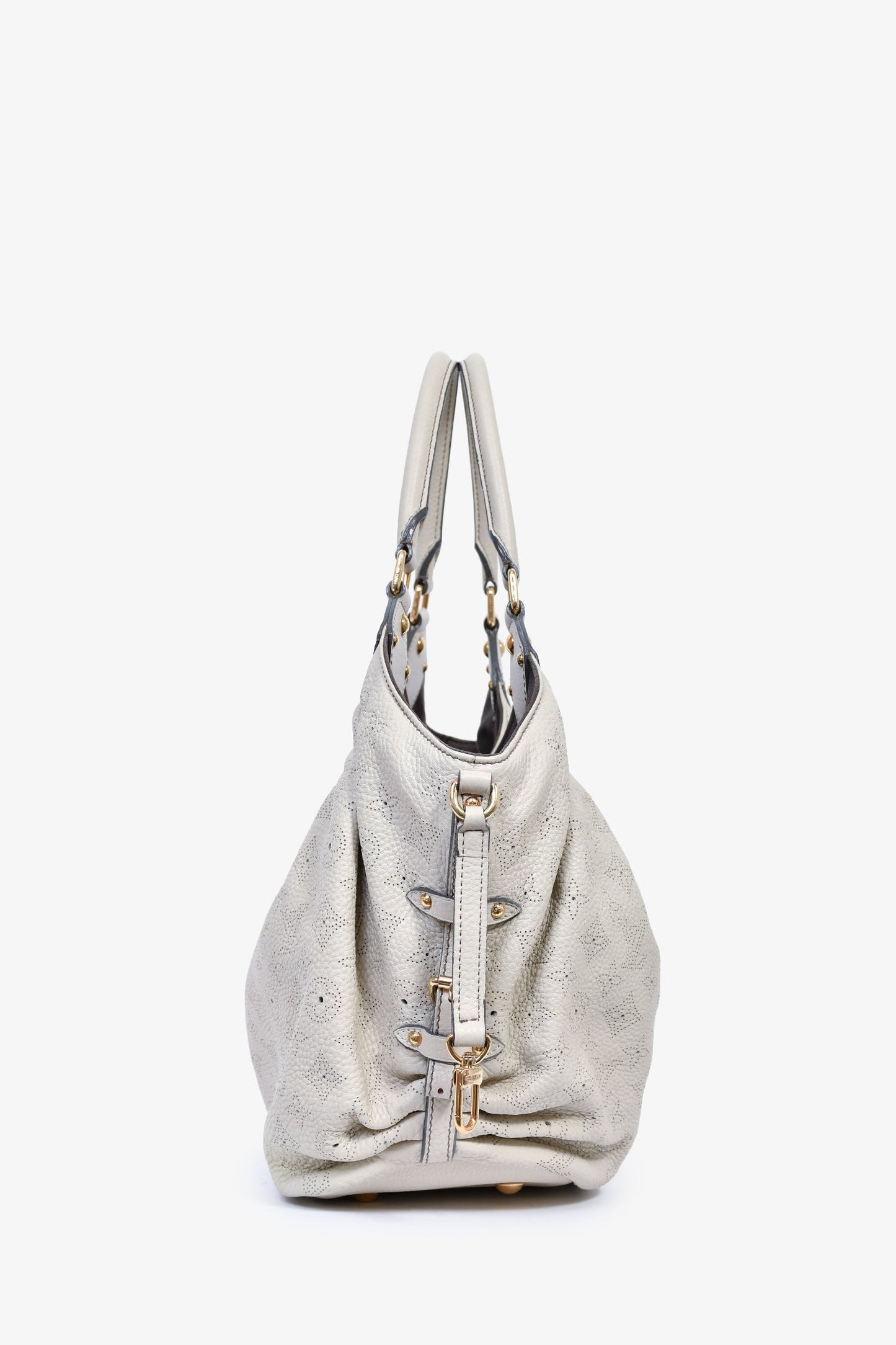 Louis Vuitton Light Grey Leather Mahina XL Hobo Bag