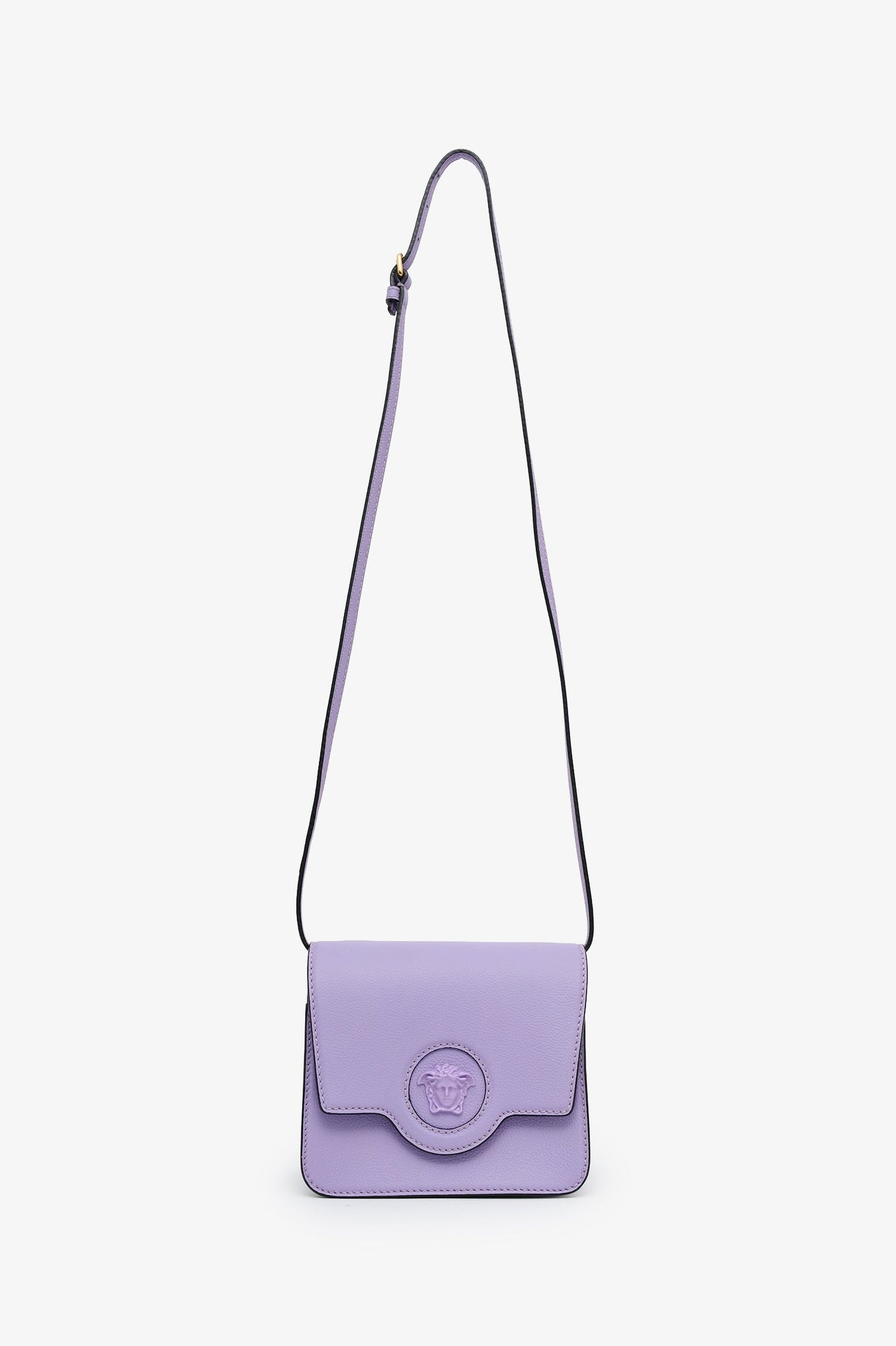 Versace Purple Leather Small La Medusa Crossbody Bag