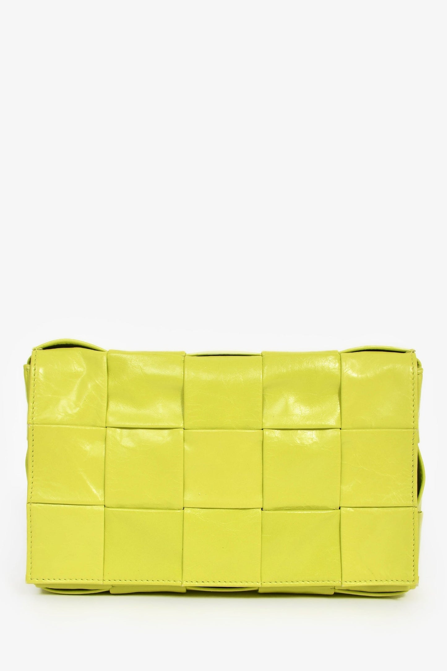 Bottega Veneta Neon Yellow Leather Flat Cassette Bag