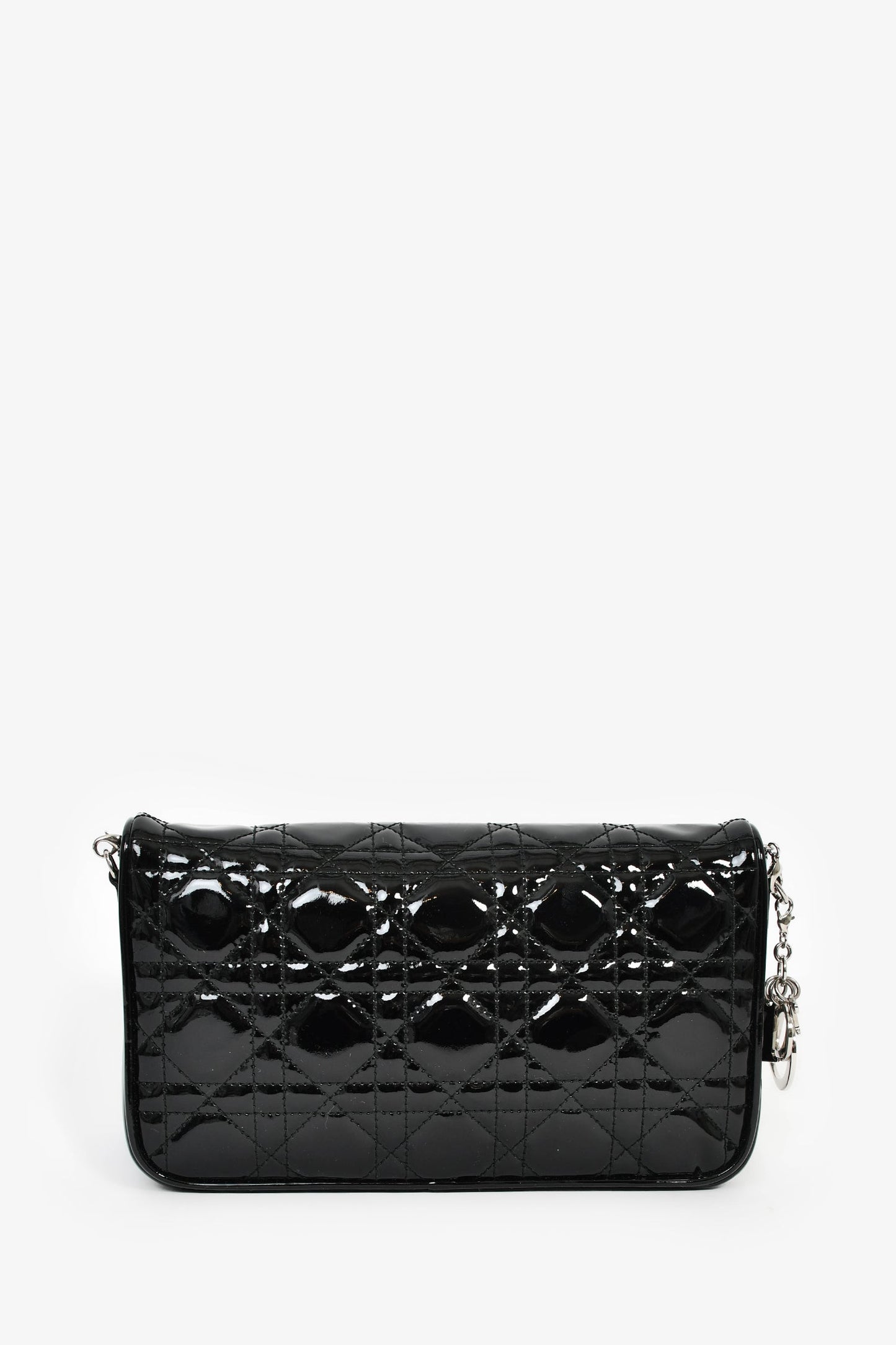 Christian Dior 2019 Black Patent Cannage Lady Dior With Chain
