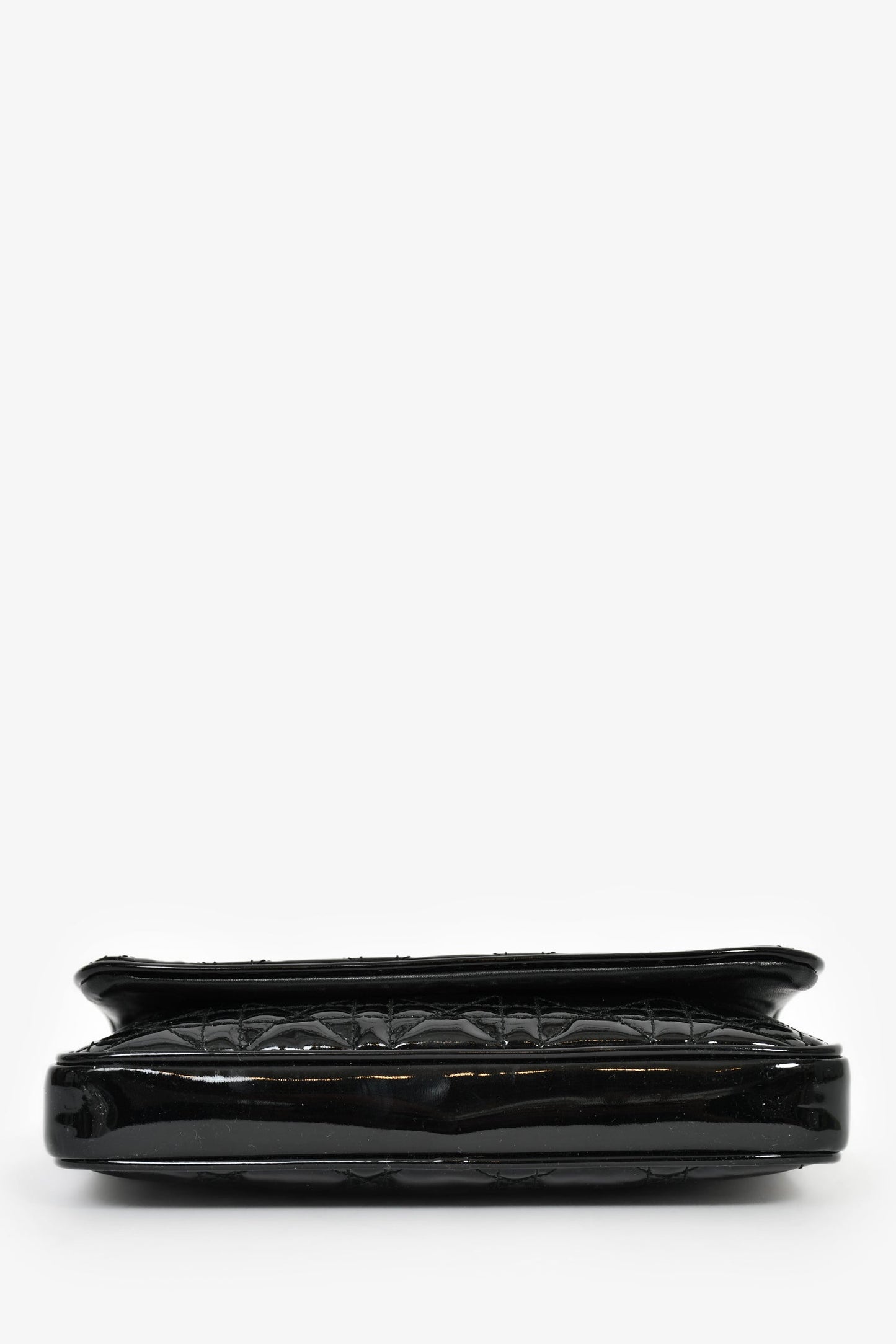 Christian Dior 2019 Black Patent Cannage Lady Dior With Chain