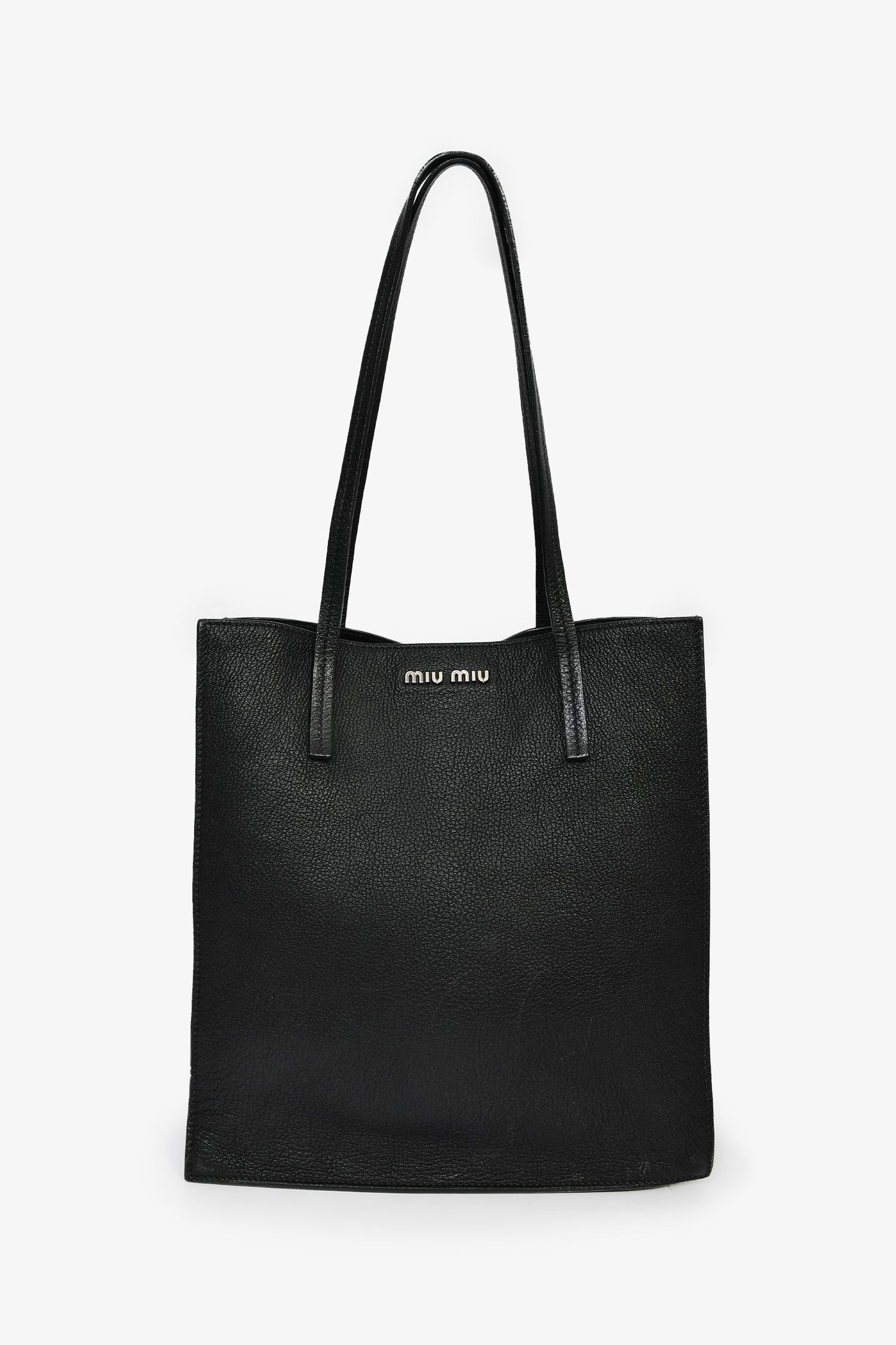 Miu Miu Black Vitello Diano Leather Tote Bag