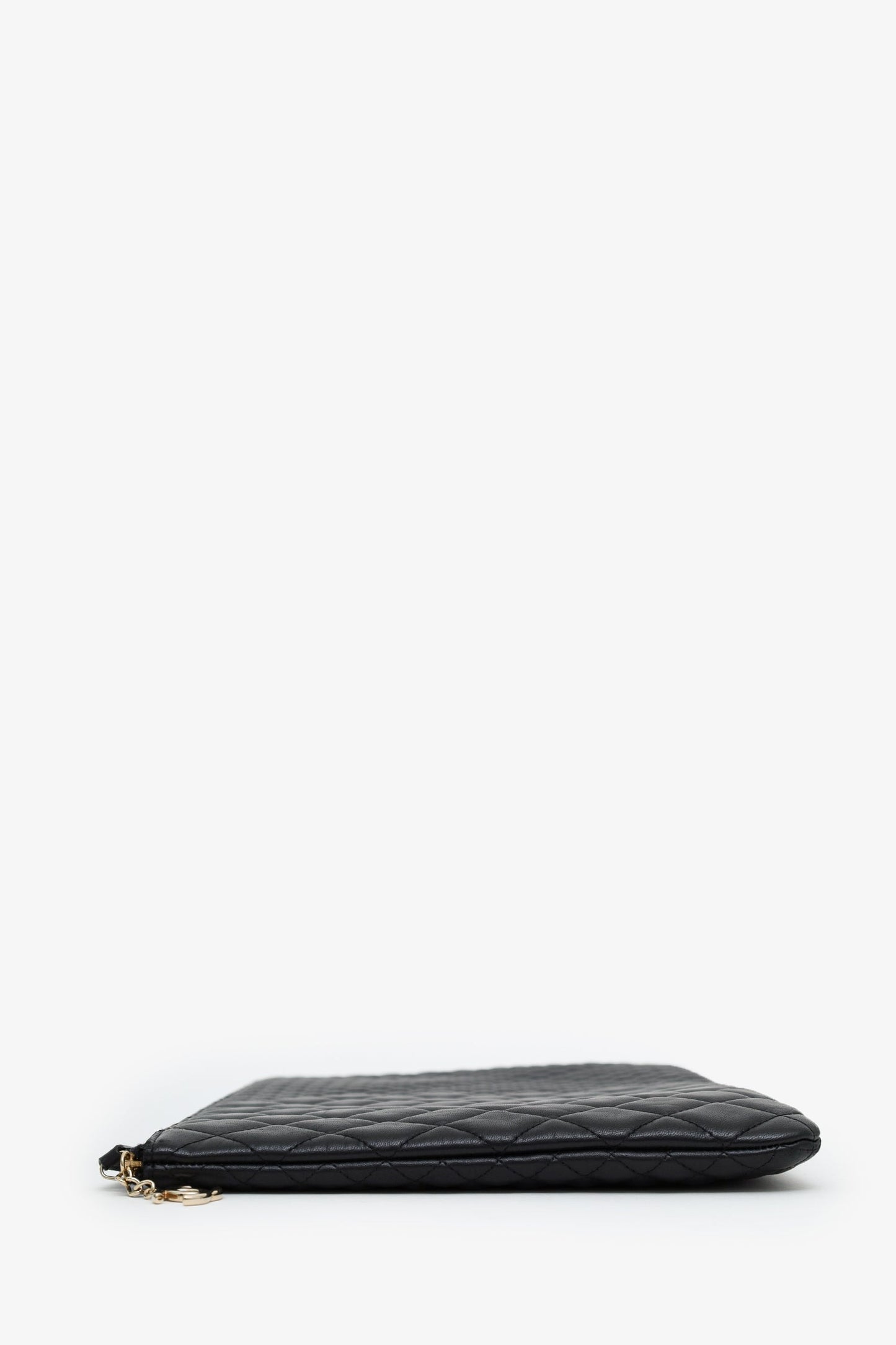 Chanel™ 2016 Black Quilted Lambskin Large O-Case Zip Pouch