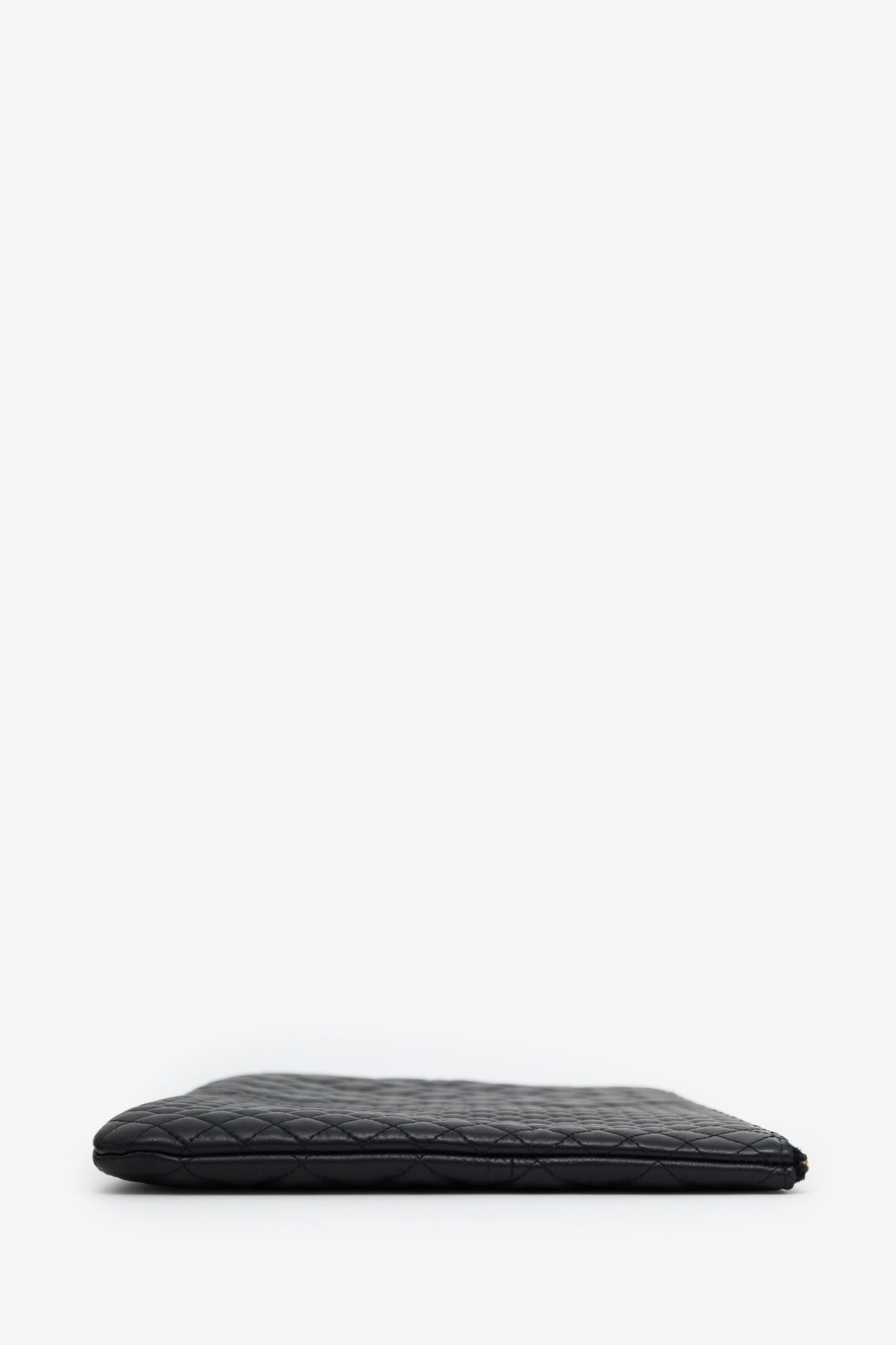 Chanel™ 2016 Black Quilted Lambskin Large O-Case Zip Pouch