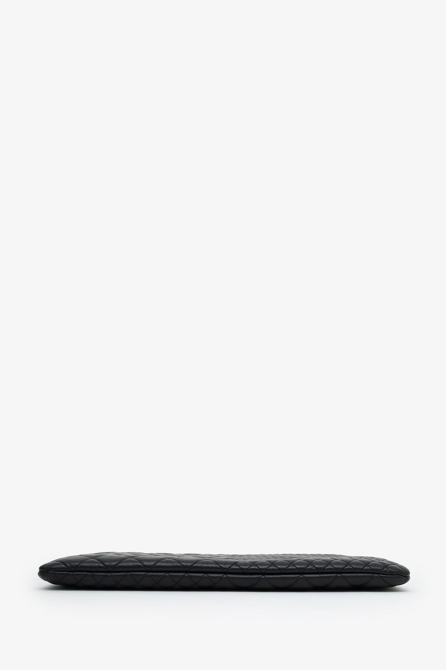 Chanel™ 2016 Black Quilted Lambskin Large O-Case Zip Pouch