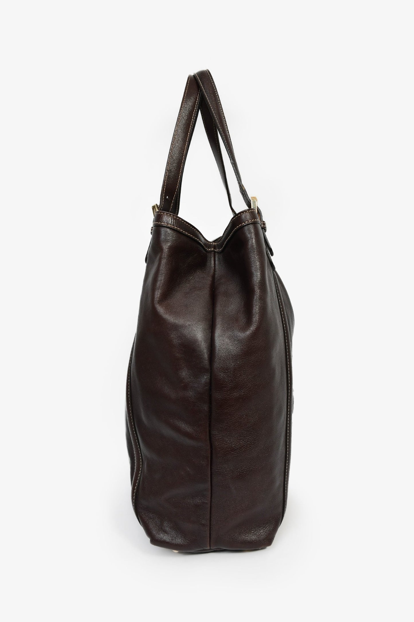 Gucci Dark Brown Leather GG Web Detail 'Britt' Tote