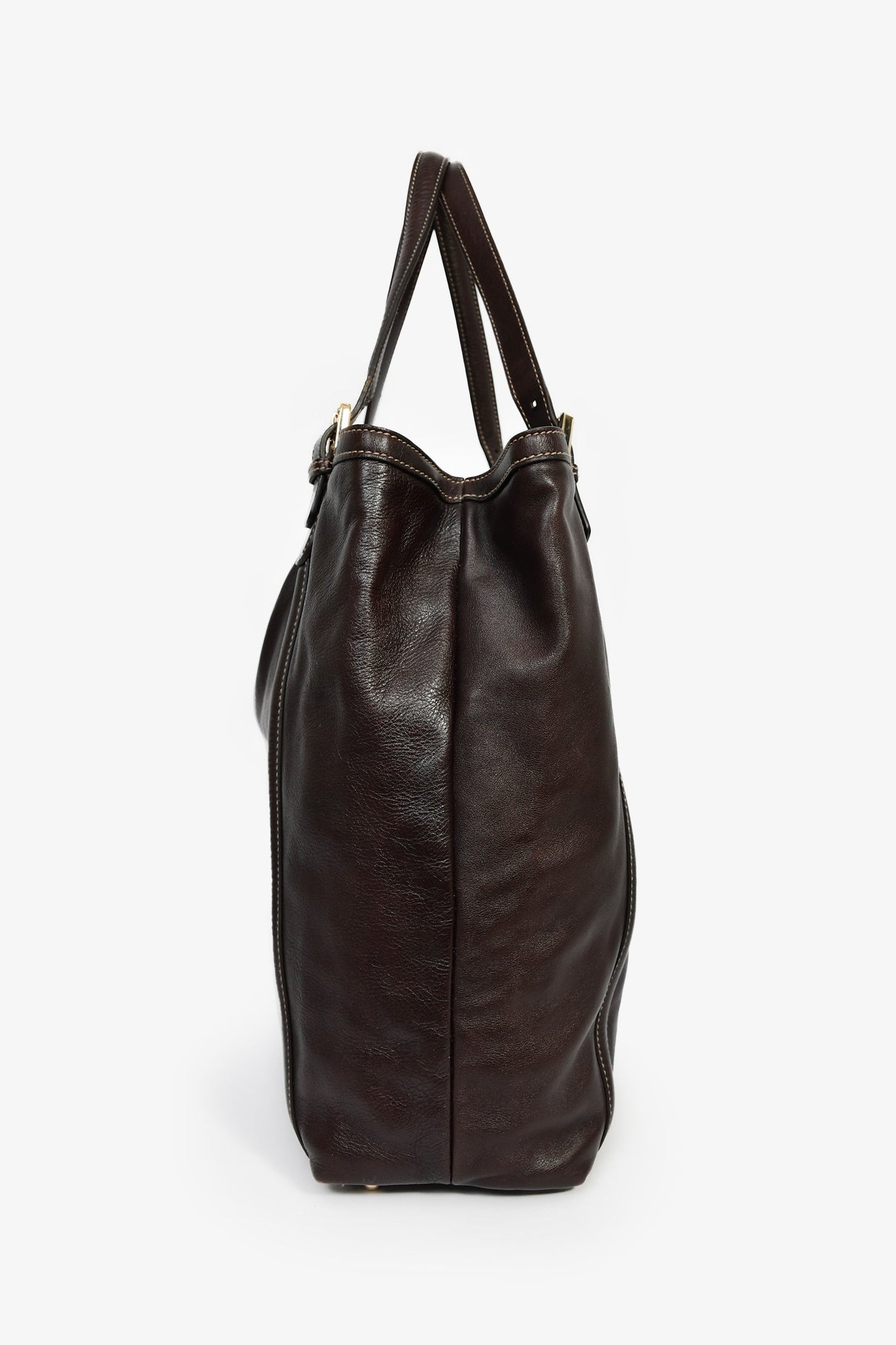Gucci Dark Brown Leather GG Web Detail 'Britt' Tote