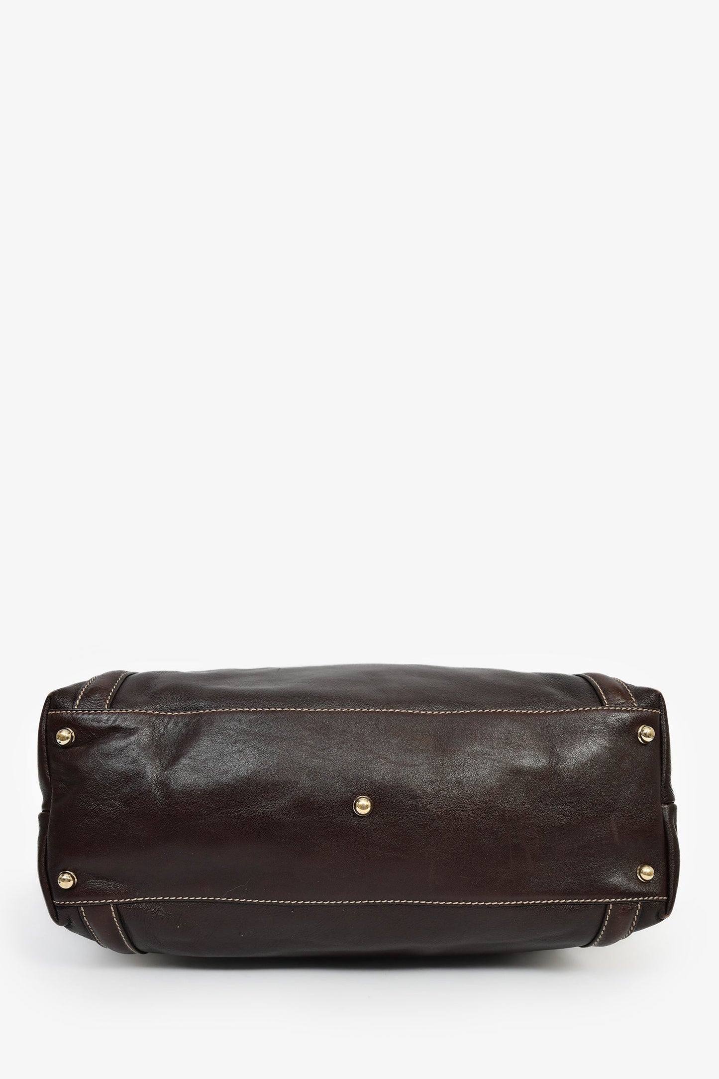 Gucci Dark Brown Leather GG Web Detail 'Britt' Tote